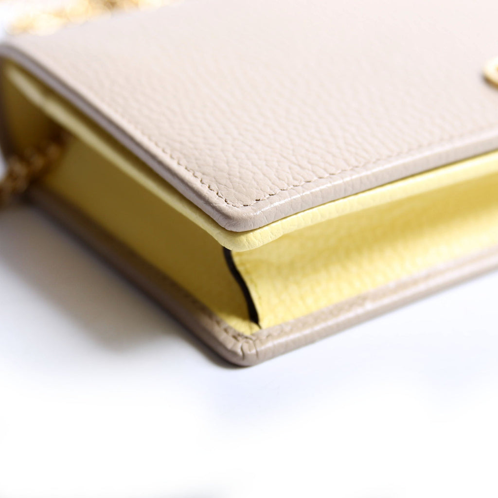 Gucci 497985 Marmont Mini Chain Bag Taupe/Yellow
