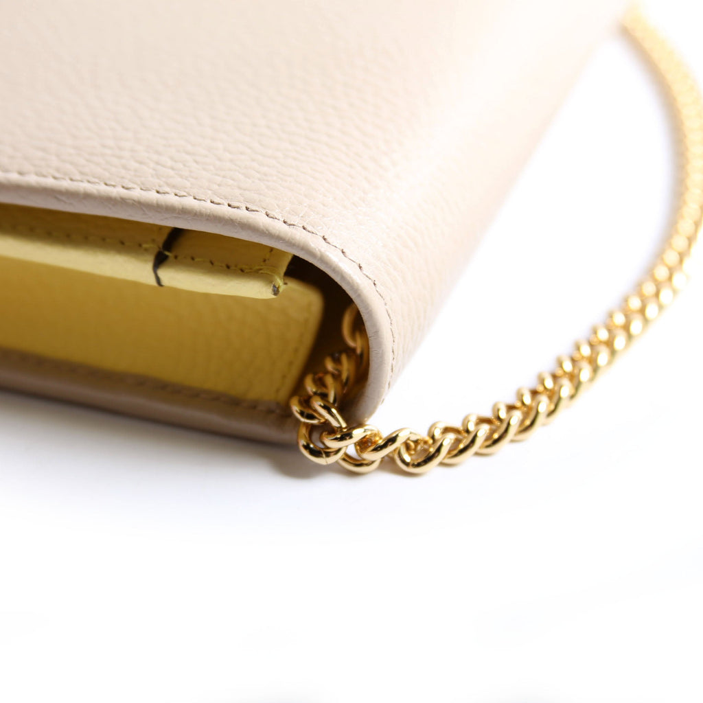 Gucci 497985 Marmont Mini Chain Bag Taupe/Yellow