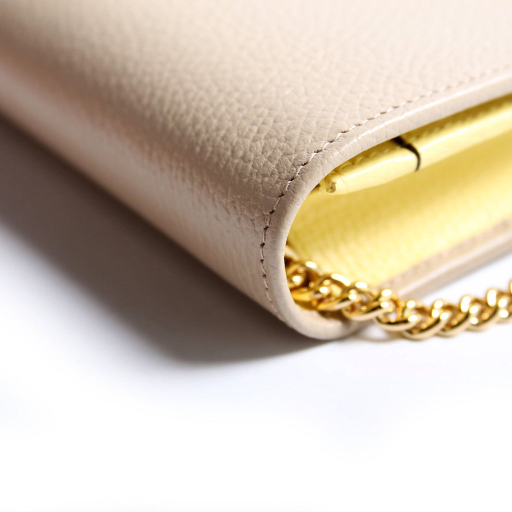 Gucci 497985 Marmont Mini Chain Bag Taupe/Yellow