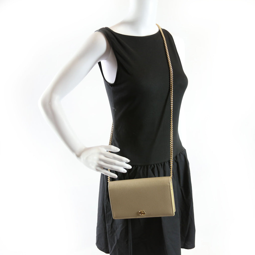 Gucci 497985 Marmont Mini Chain Bag Taupe/Yellow