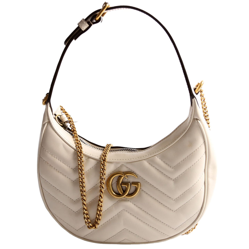 Gucci 699514 GG Marmont Half-Moon Mini Bag Ivory