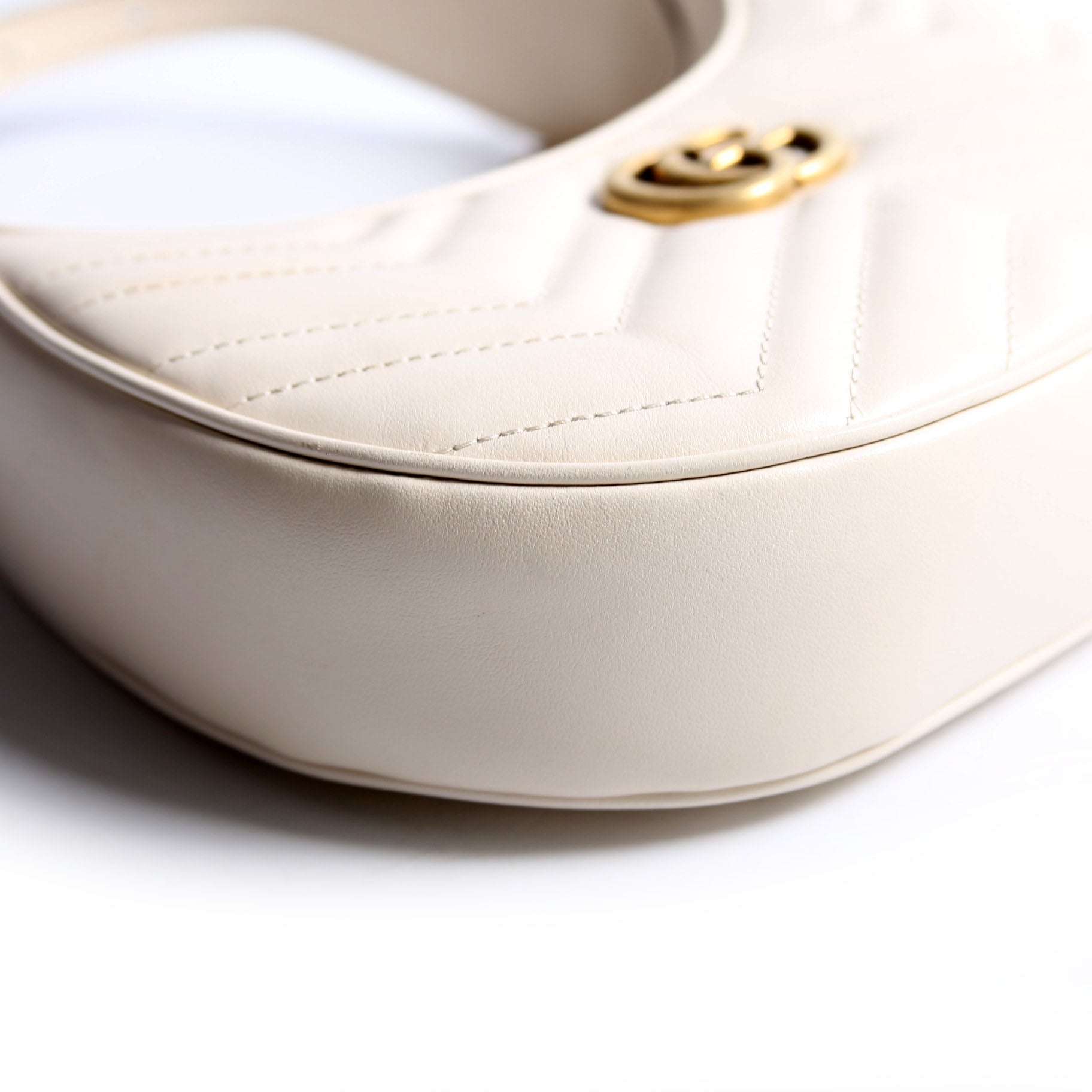 Gucci 699514 GG Marmont Half-Moon Mini Bag Ivory