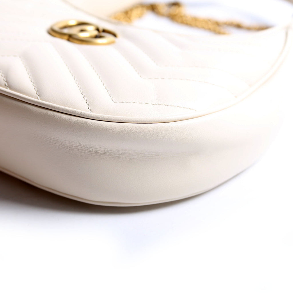 Gucci 699514 GG Marmont Half-Moon Mini Bag Ivory