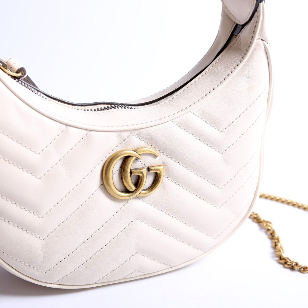 Gucci 699514 GG Marmont Half-Moon Mini Bag Ivory