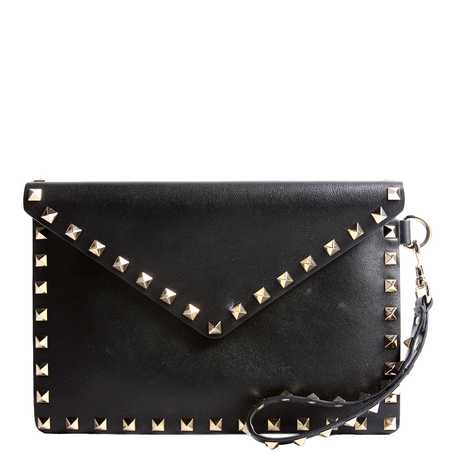 Rockstud Envelope Wristlet Clutch Black