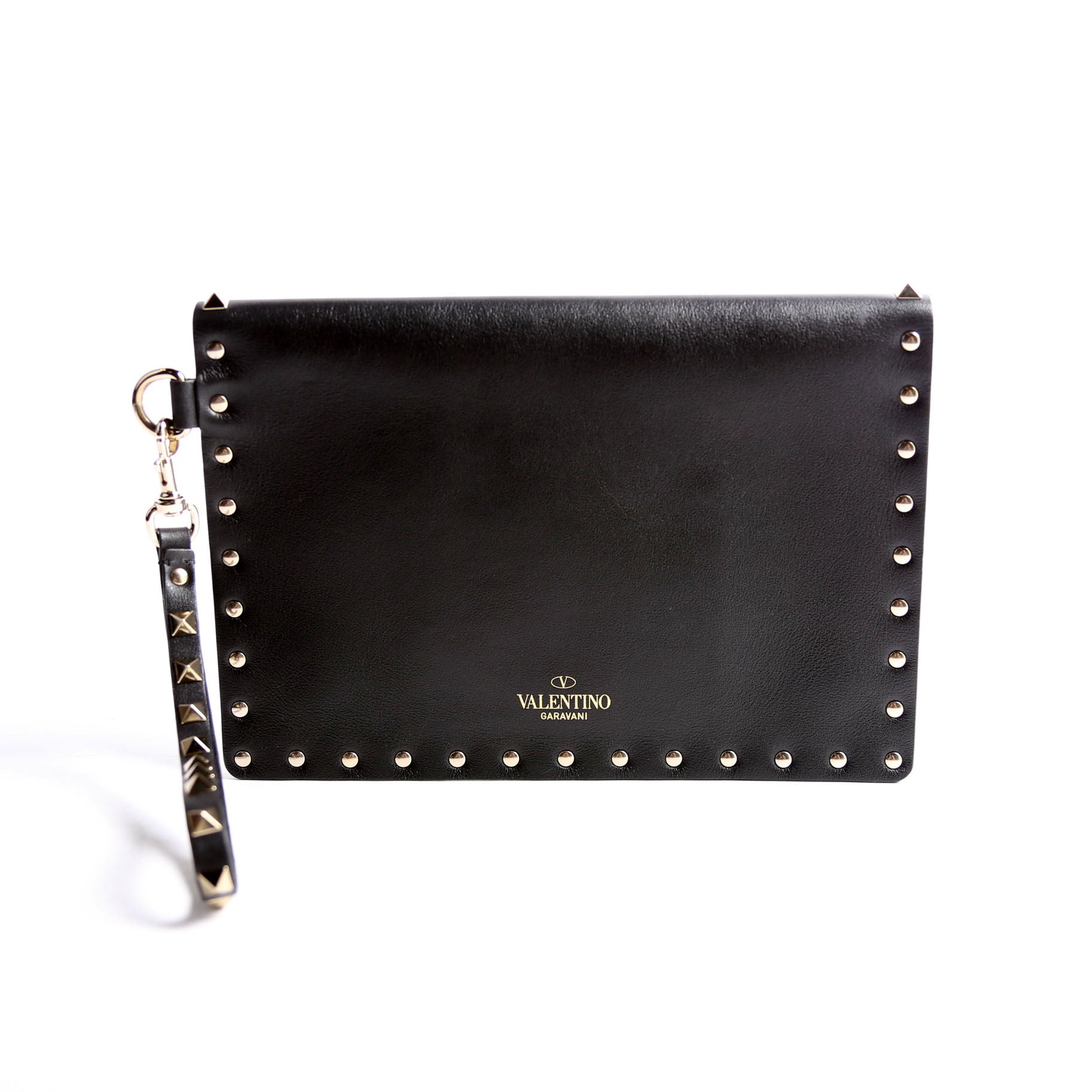 Rockstud Envelope Wristlet Clutch Black