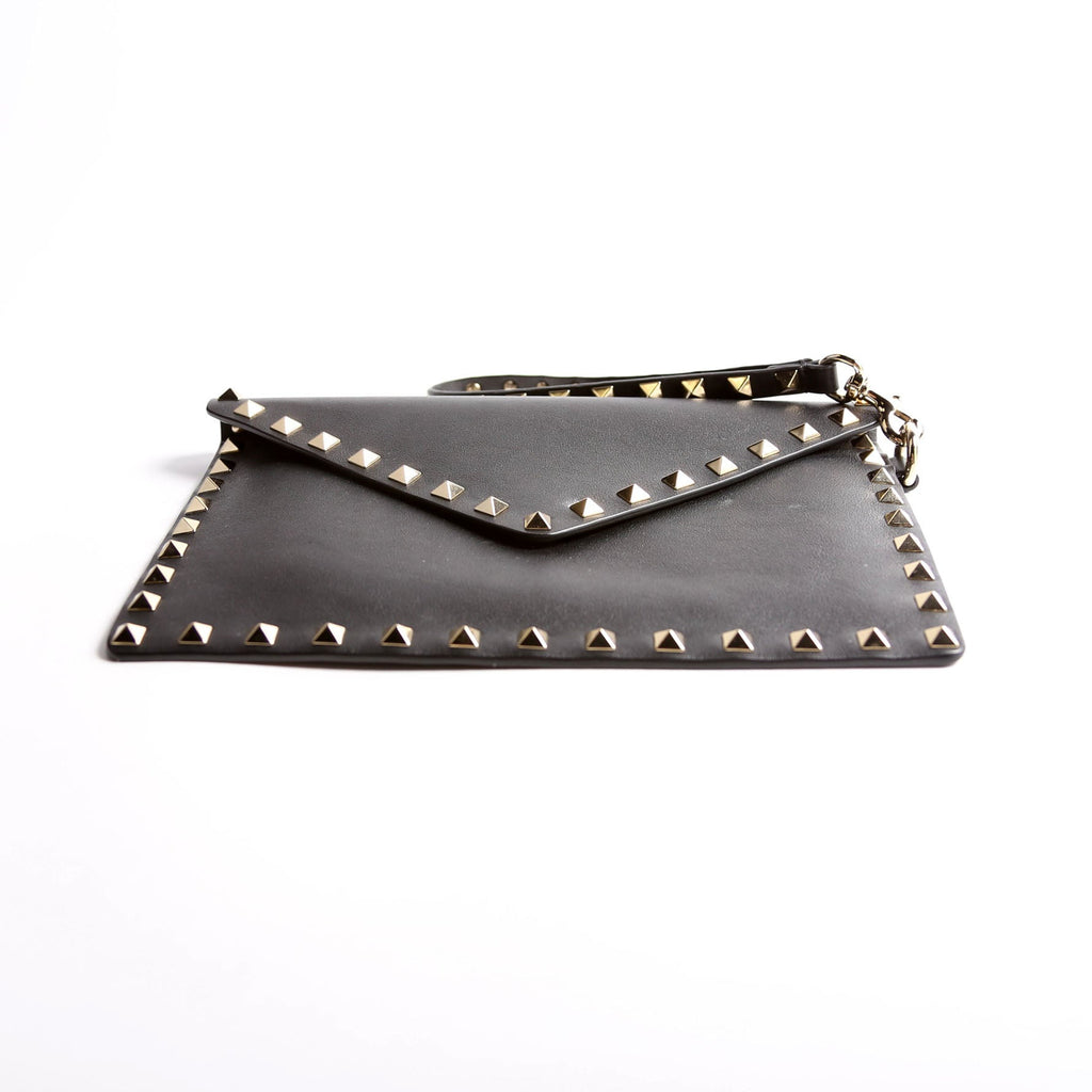 Rockstud Envelope Wristlet Clutch Black