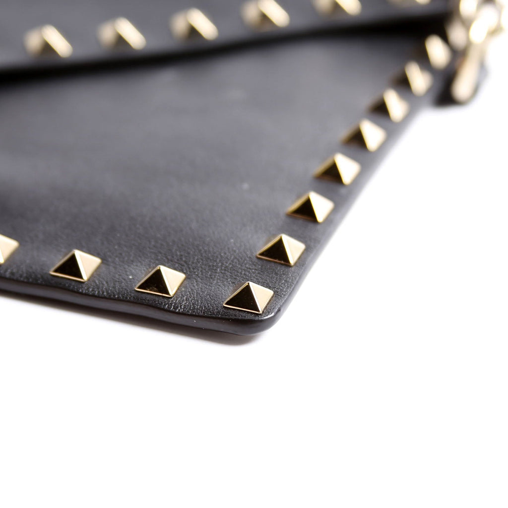 Rockstud Envelope Wristlet Clutch Black