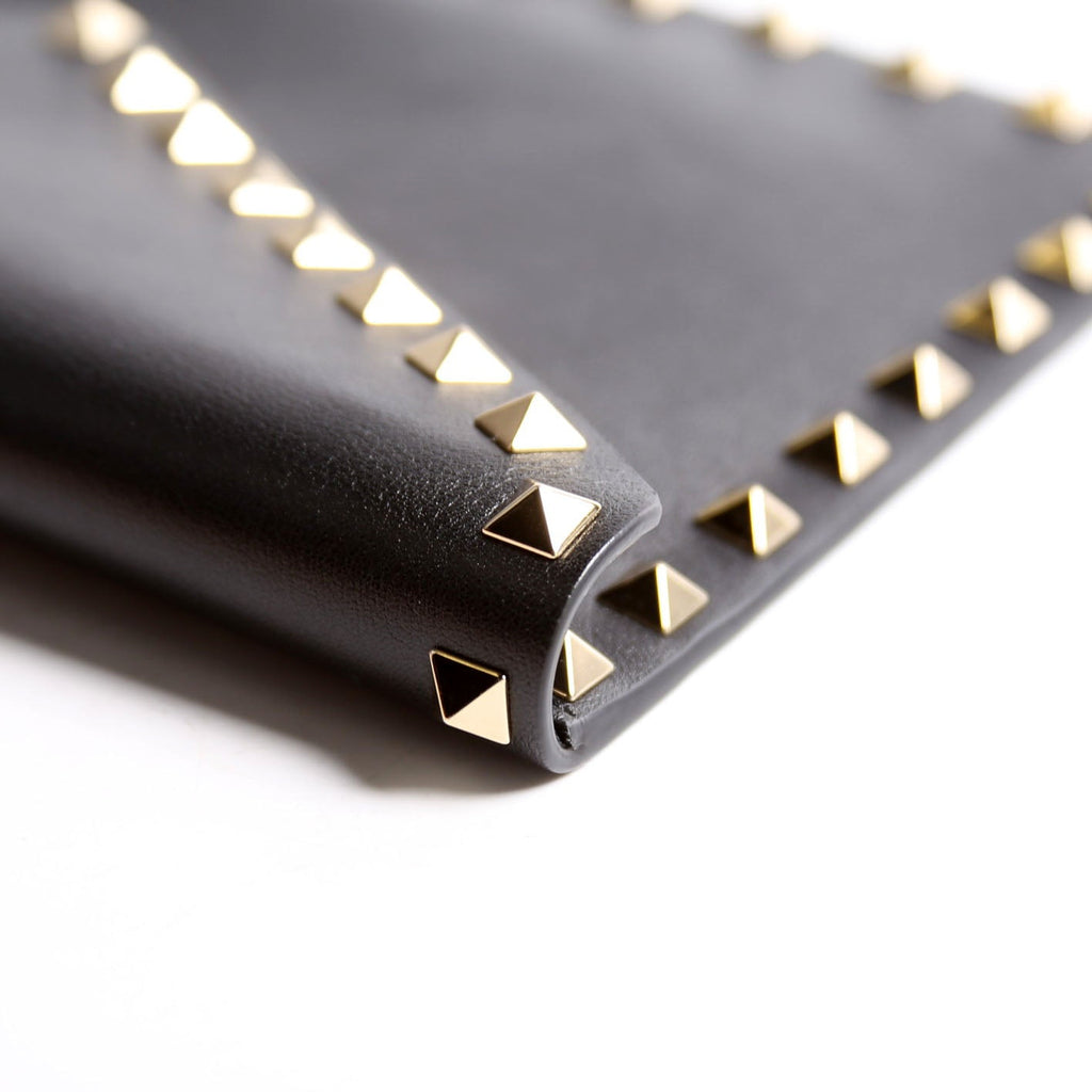 Rockstud Envelope Wristlet Clutch Black
