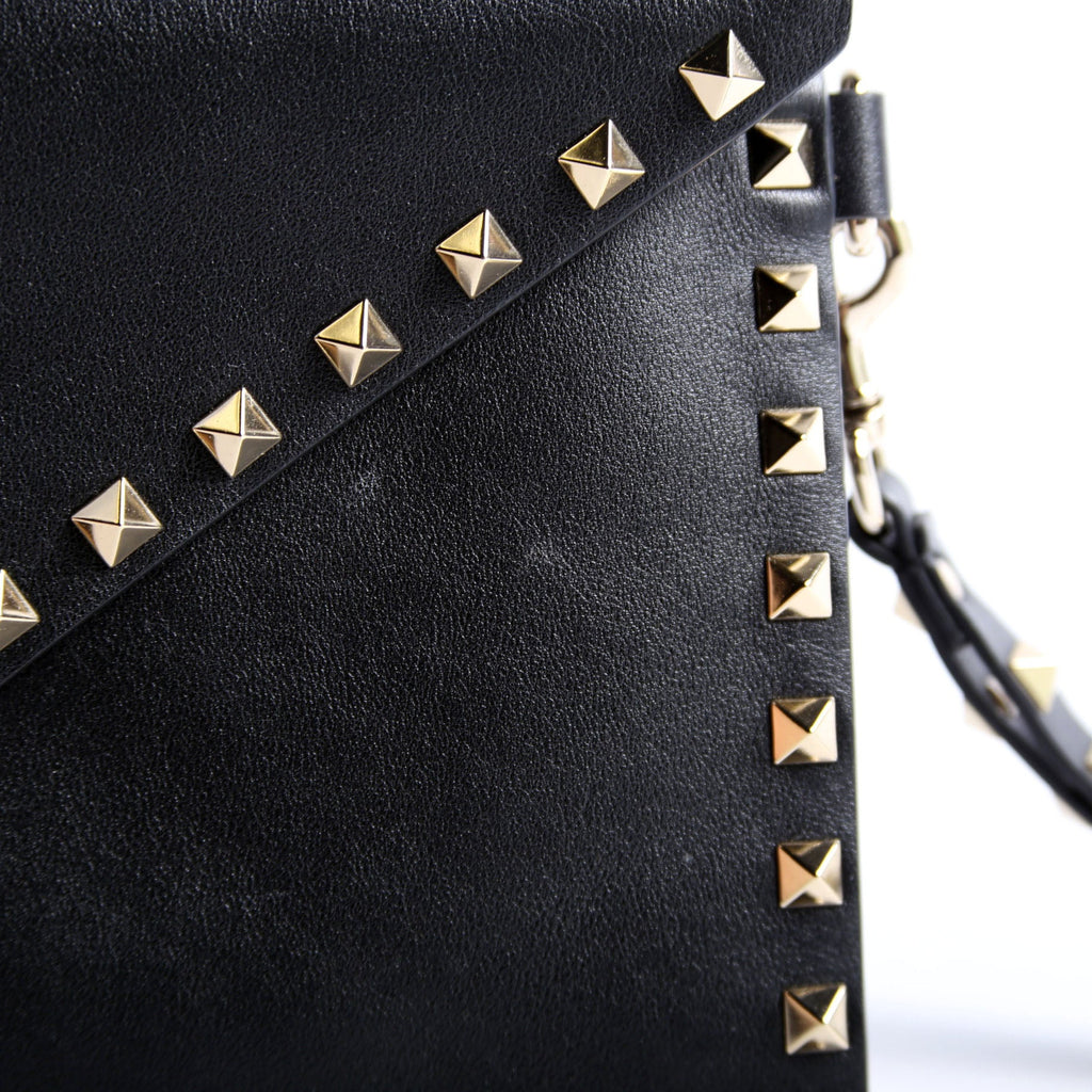 Rockstud Envelope Wristlet Clutch Black