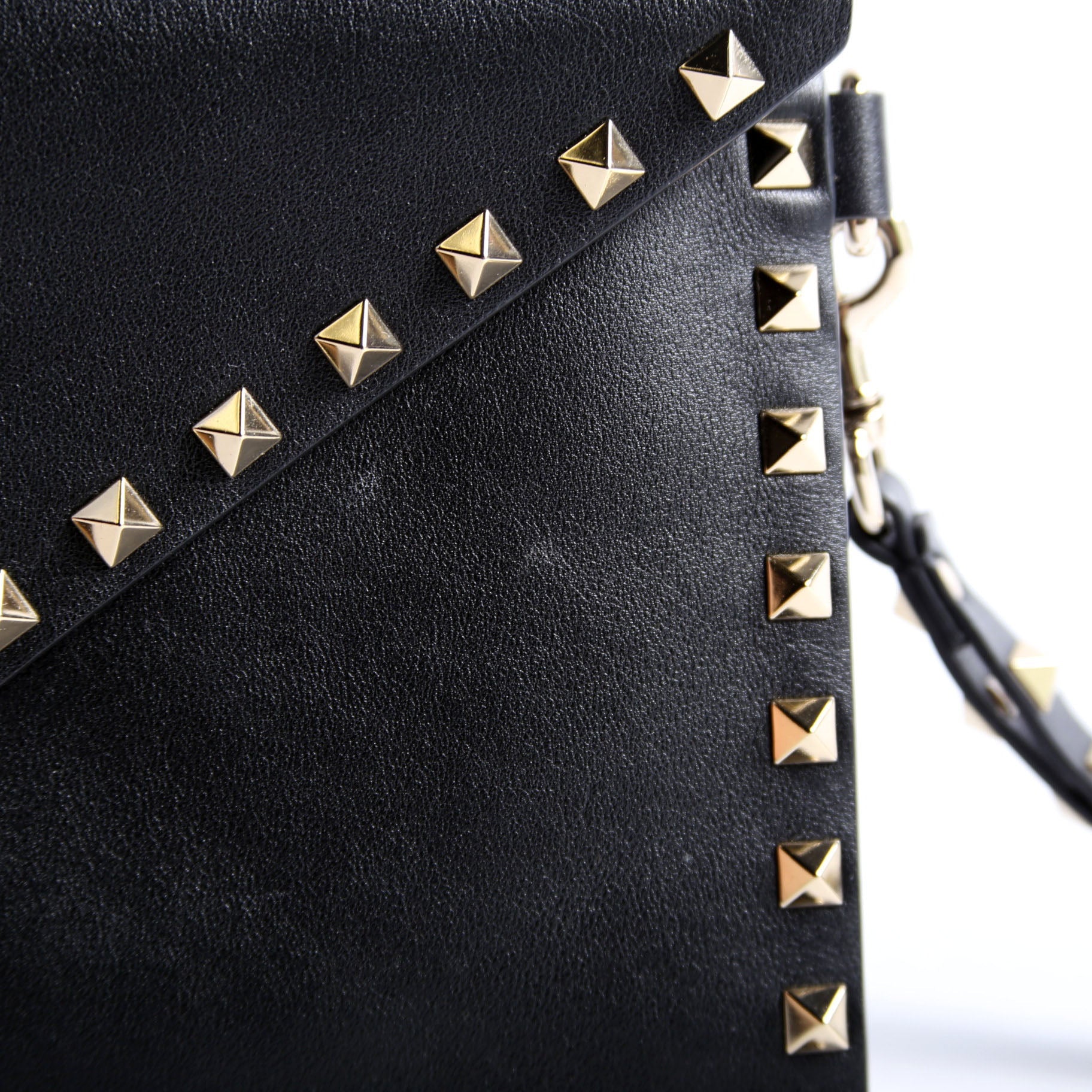 Rockstud Envelope Wristlet Clutch Black