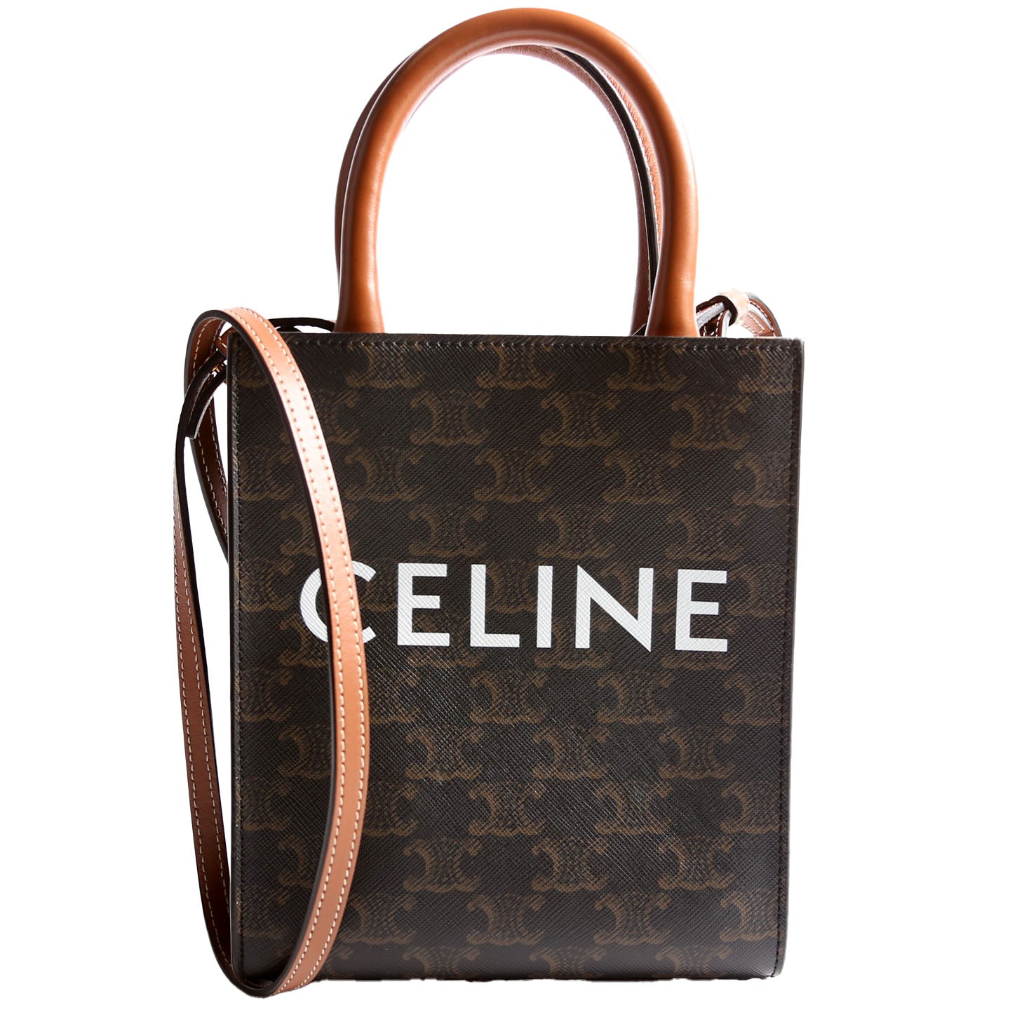 Vertical Cabas Mini Triomphe Canvas Black/Brown/White