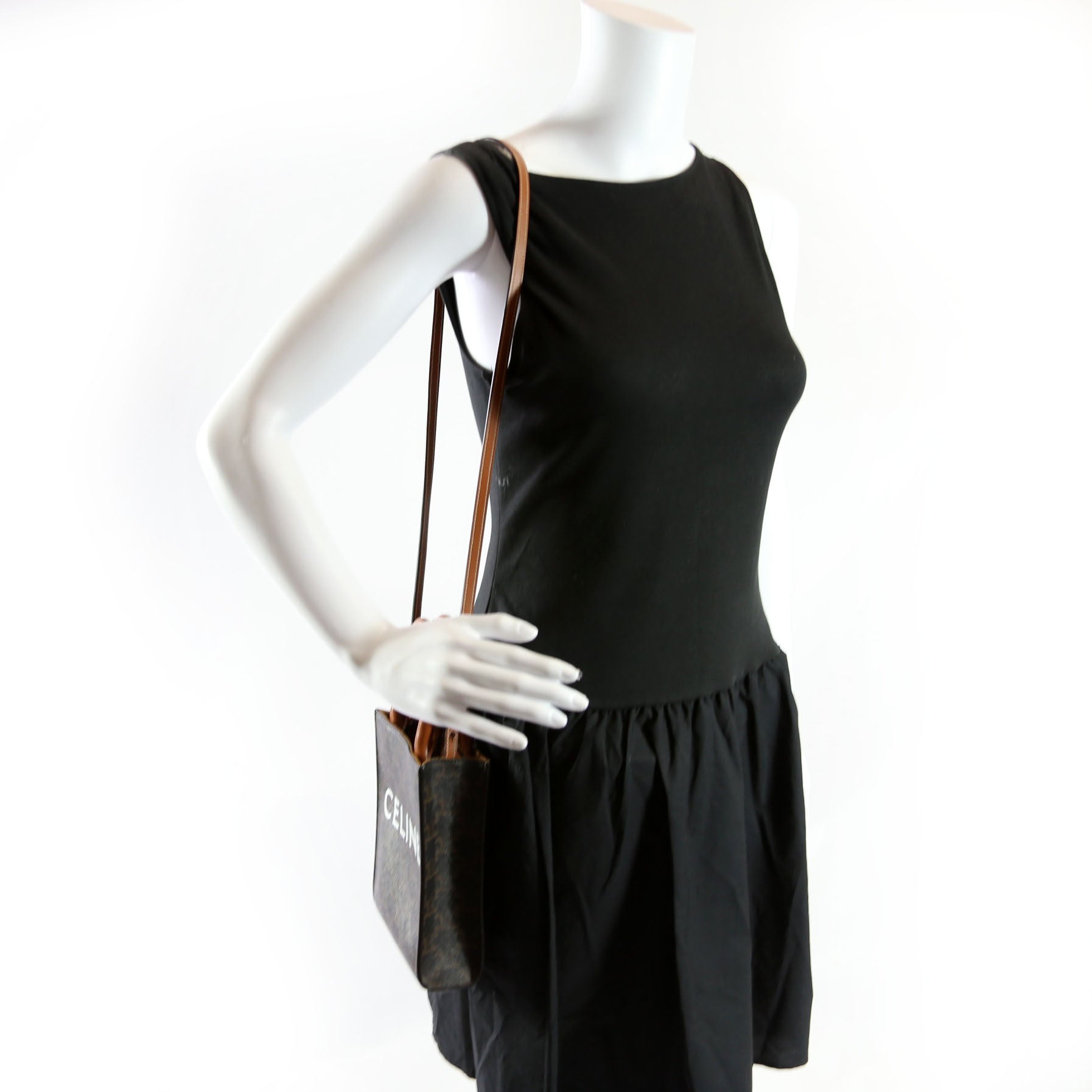 Vertical Cabas Mini Triomphe Canvas Black/Brown/White