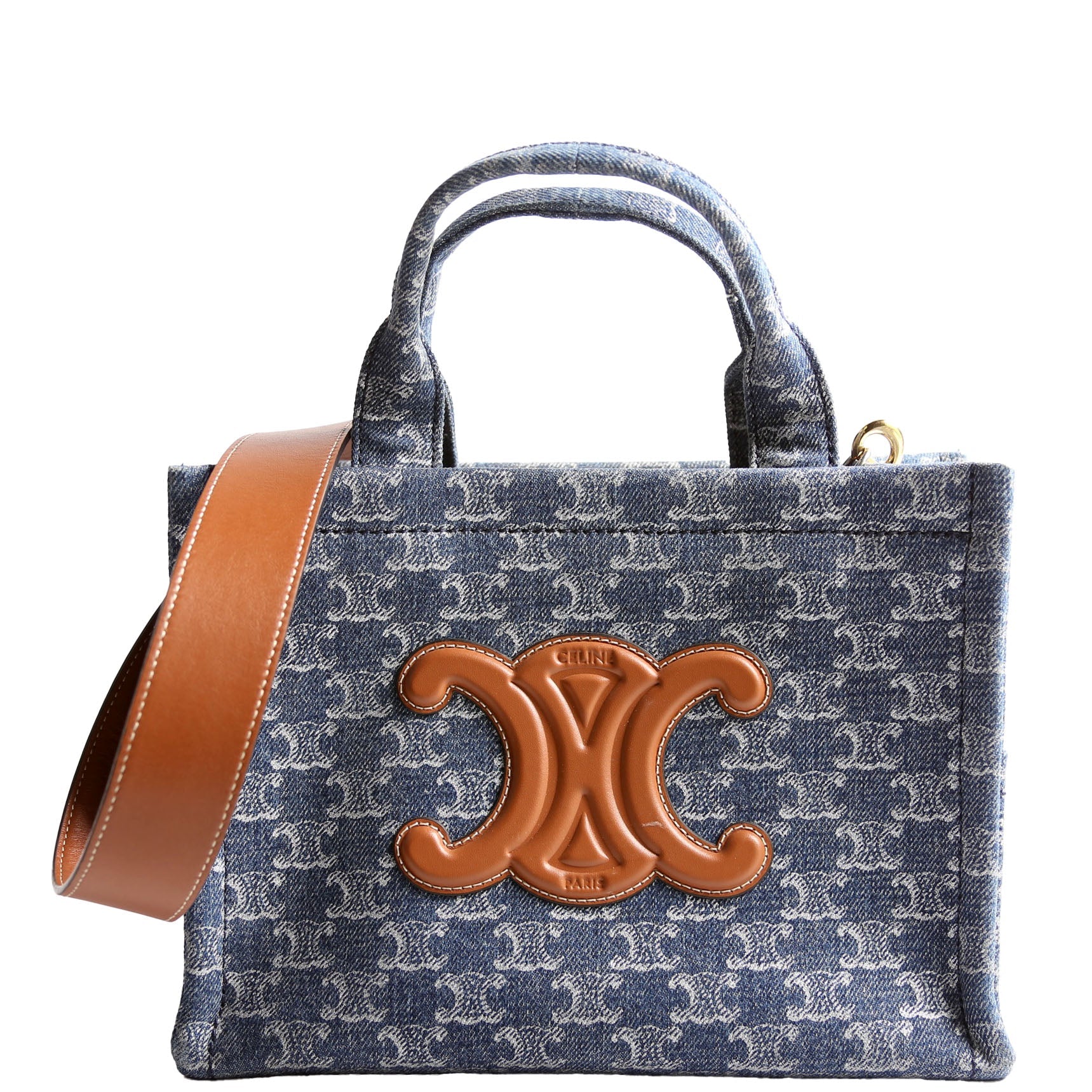 Cabas Thais Small Triomphe Canvas Blue/Brown