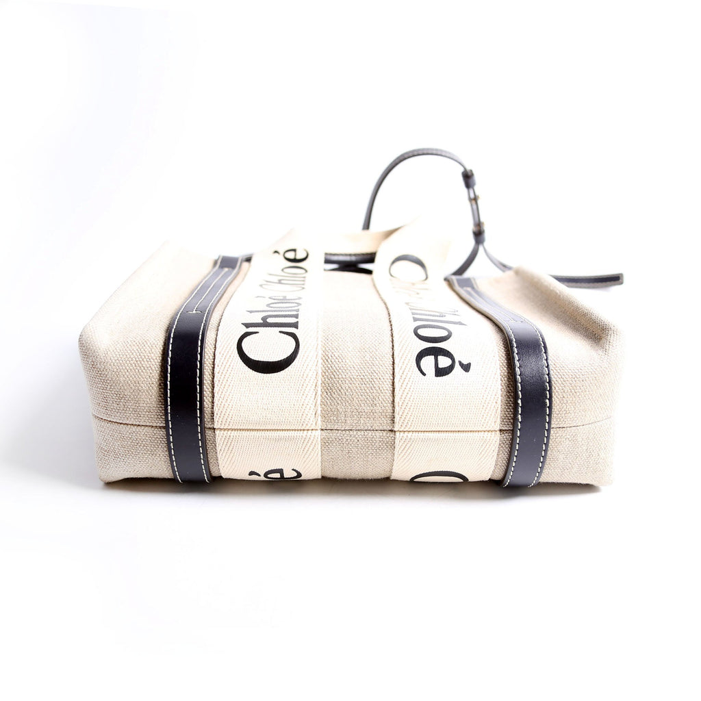 Woody Ribbon Tote Small Black/Beige