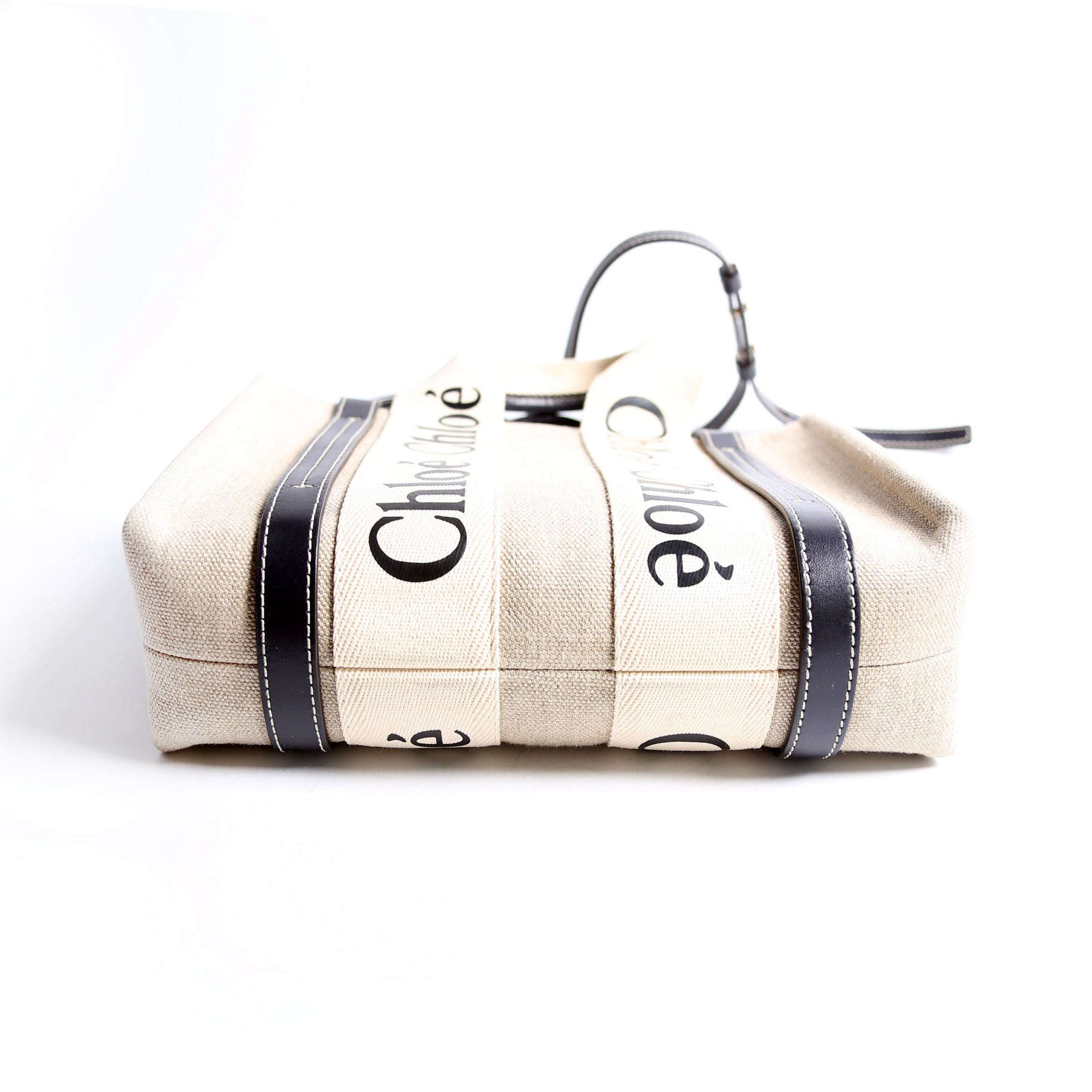 Woody Ribbon Tote Small Black/Beige