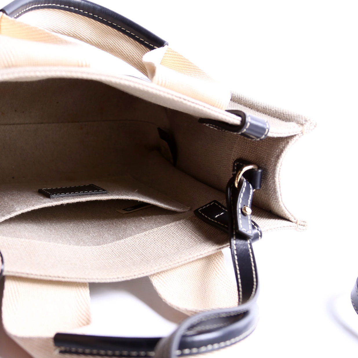 Woody Ribbon Tote Small Black/Beige
