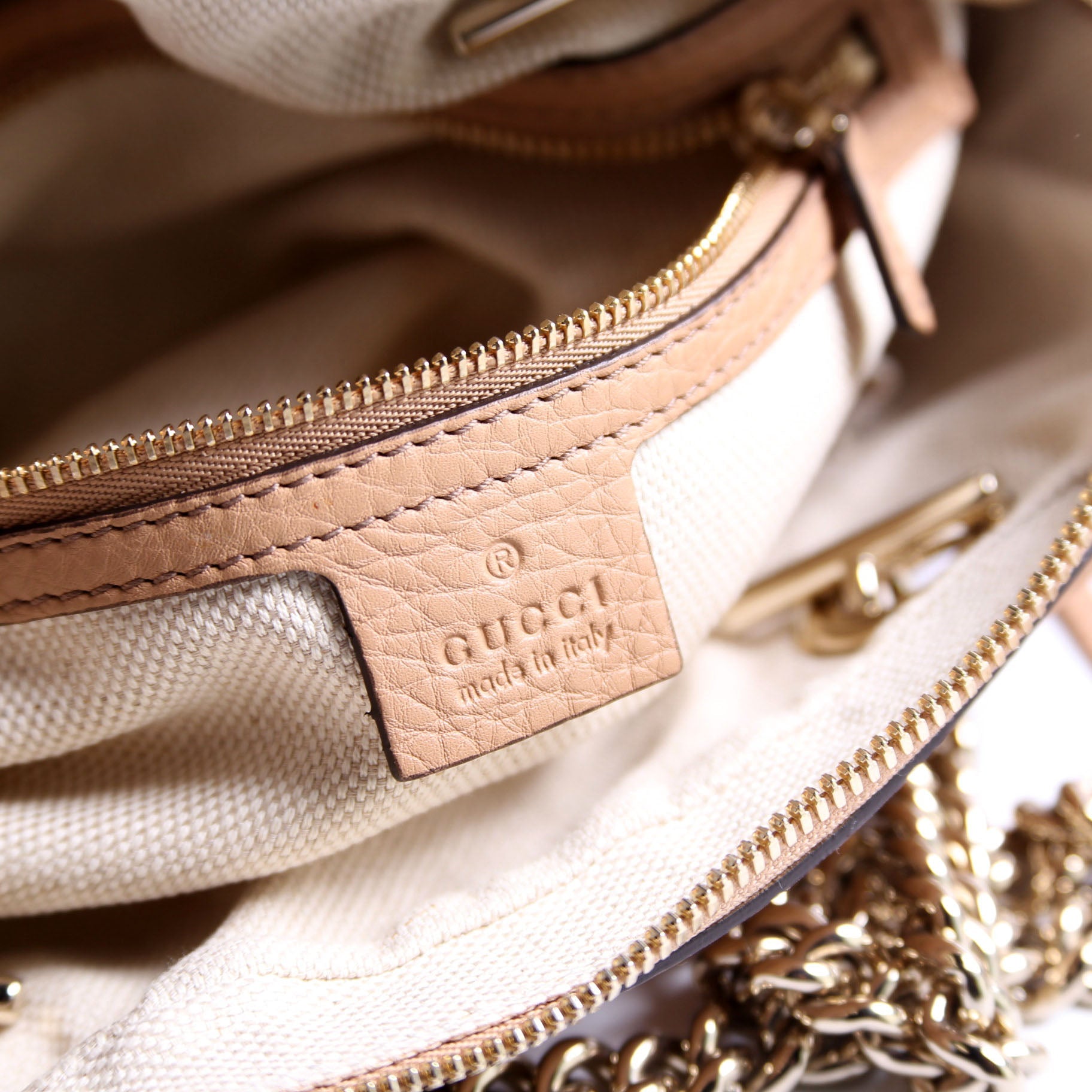 Gucci 308983 Soho Chain Shoulder Bag Tan