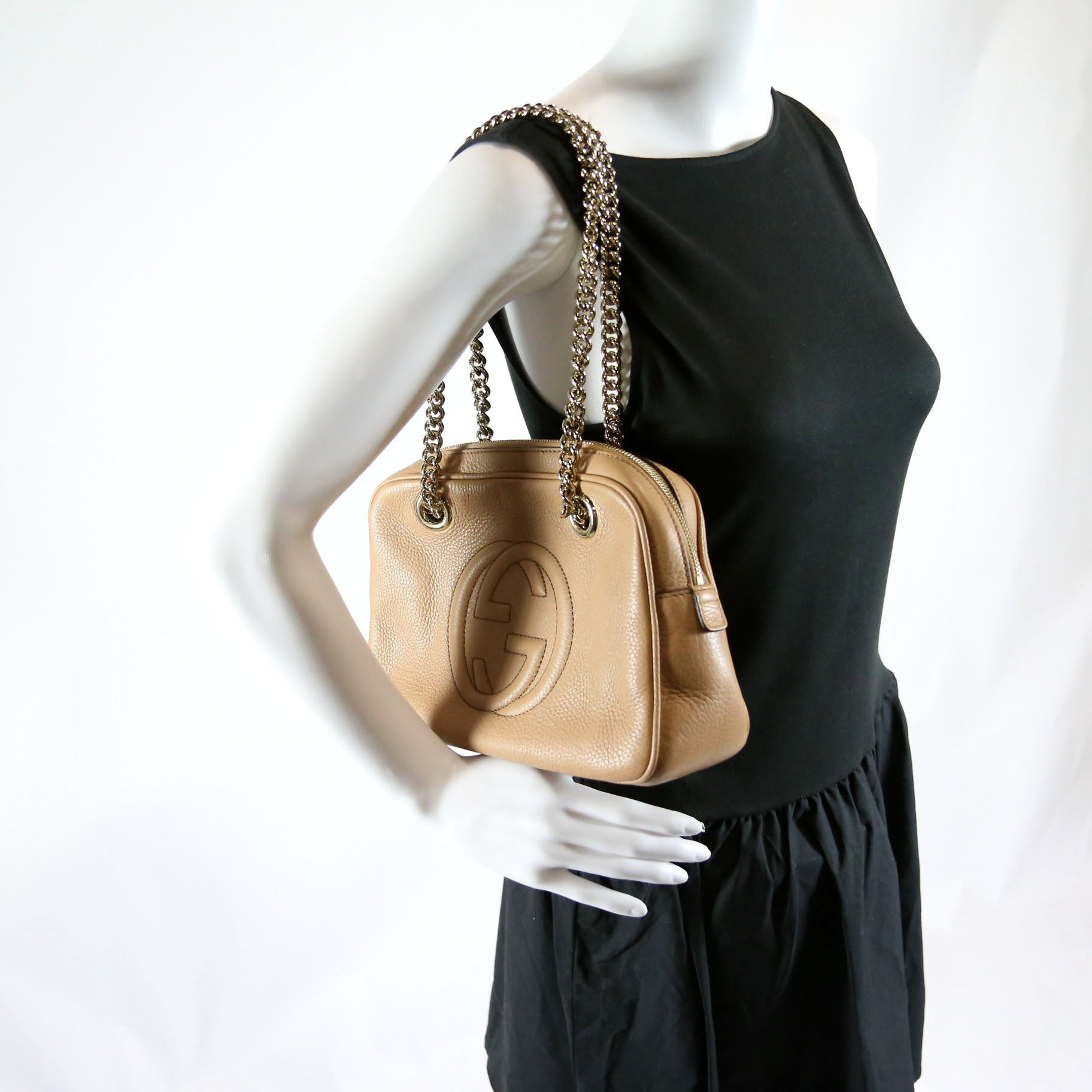 Gucci 308983 Soho Chain Shoulder Bag Tan