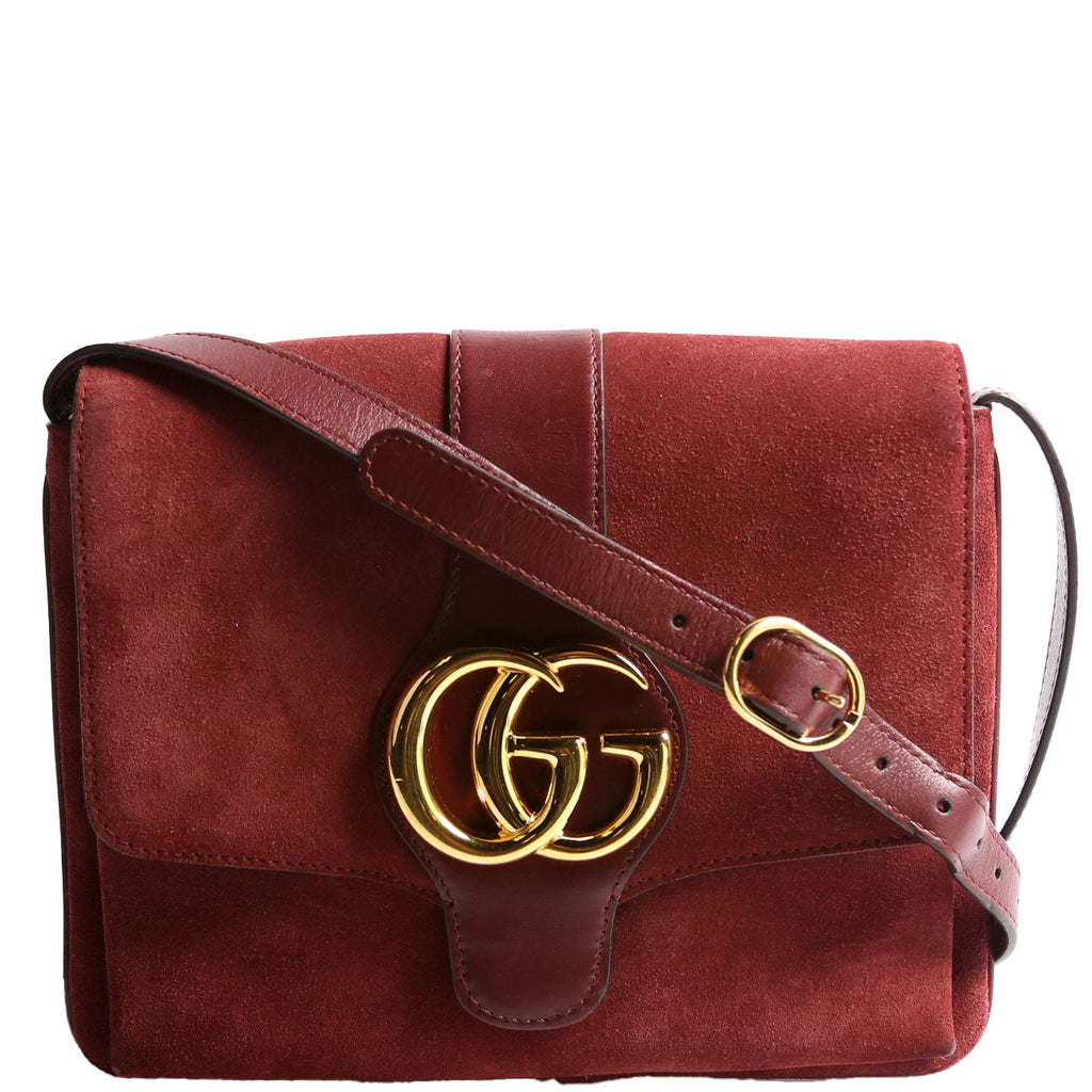 Gucci 550126 Arli Flap Medium Suede Burgundy