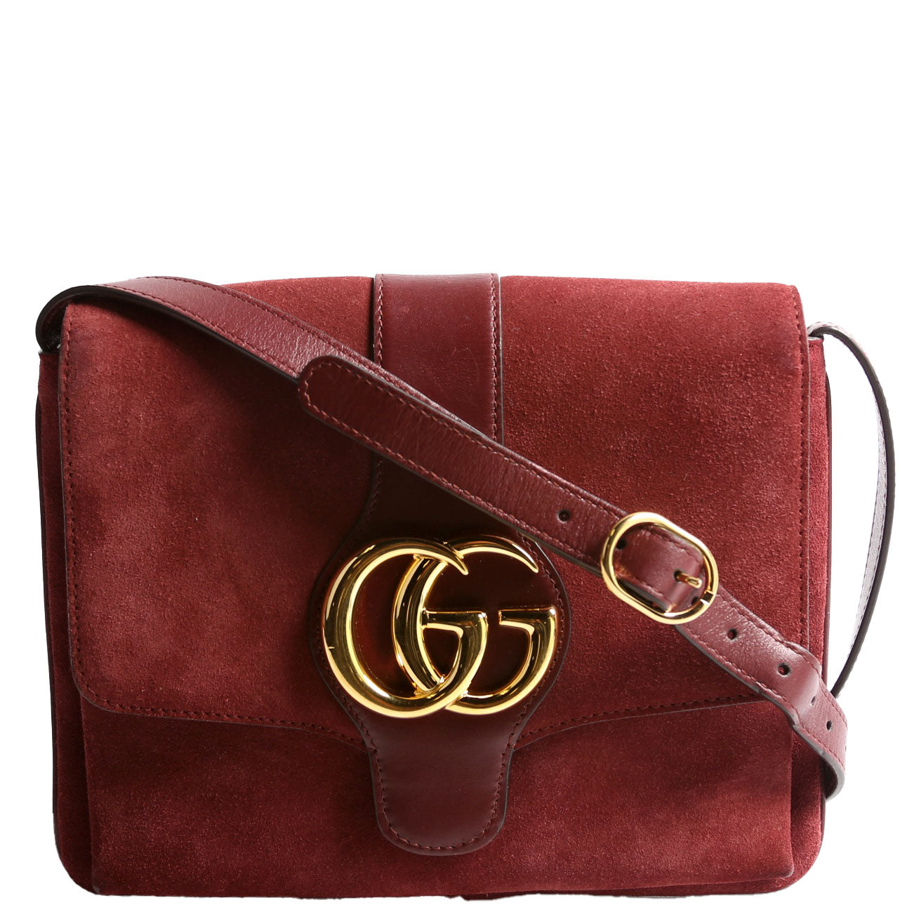 Gucci 550126 Arli Flap Medium Suede Burgundy