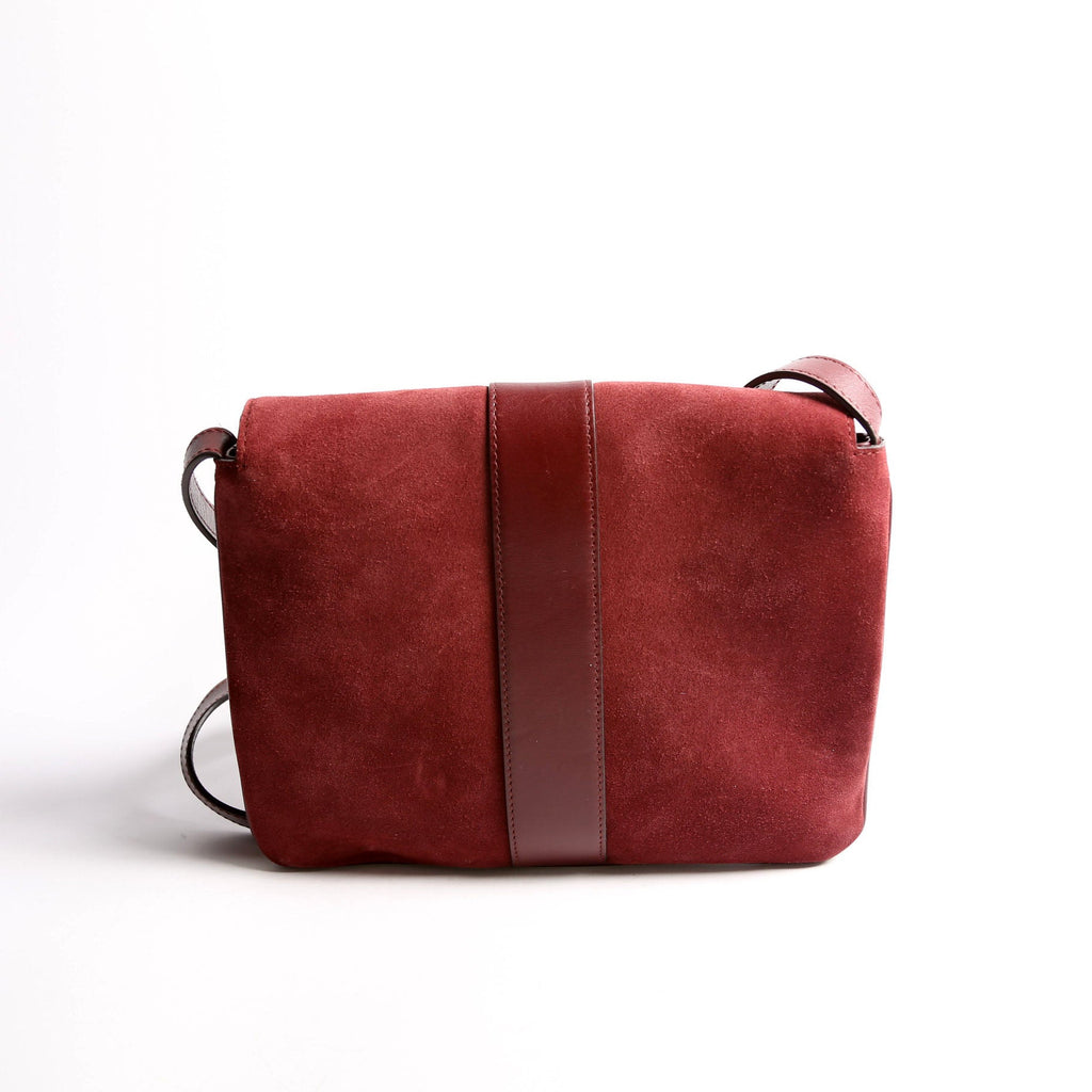 Gucci 550126 Arli Flap Medium Suede Burgundy