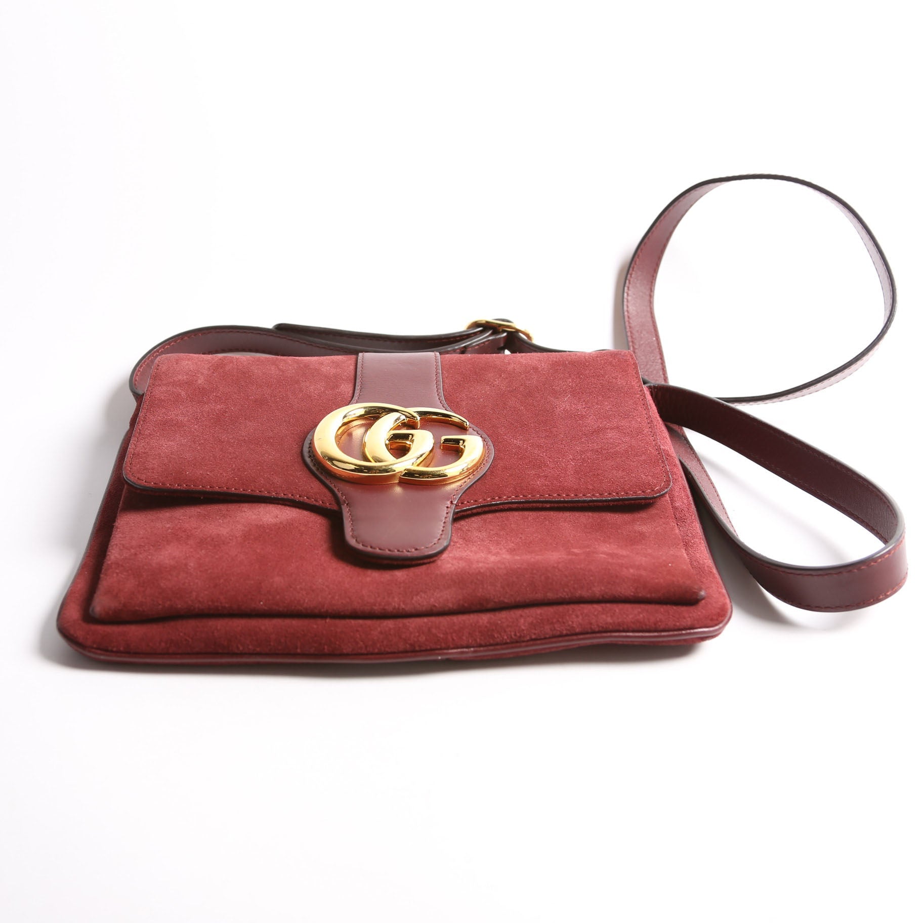 Gucci 550126 Arli Flap Medium Suede Burgundy