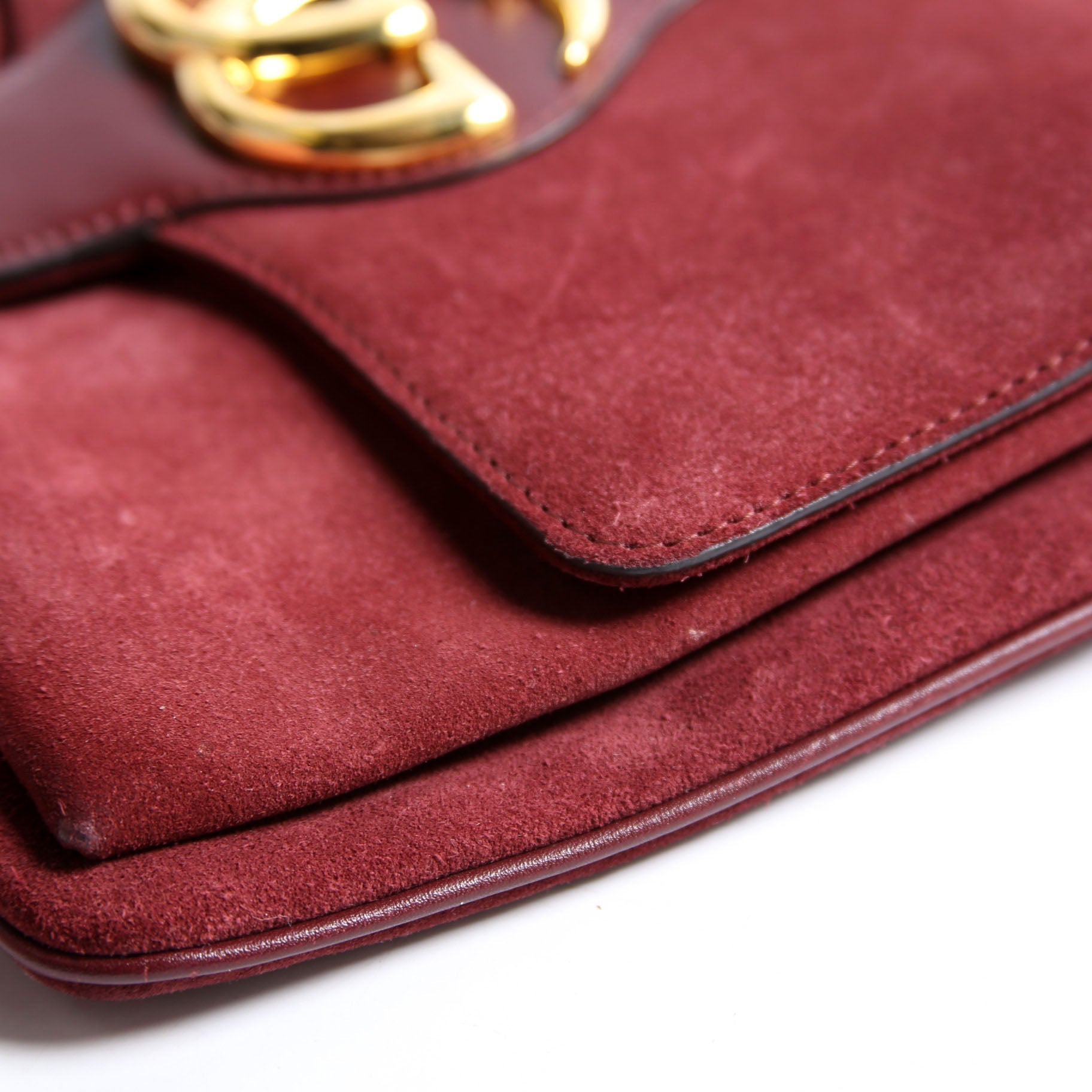 Gucci 550126 Arli Flap Medium Suede Burgundy
