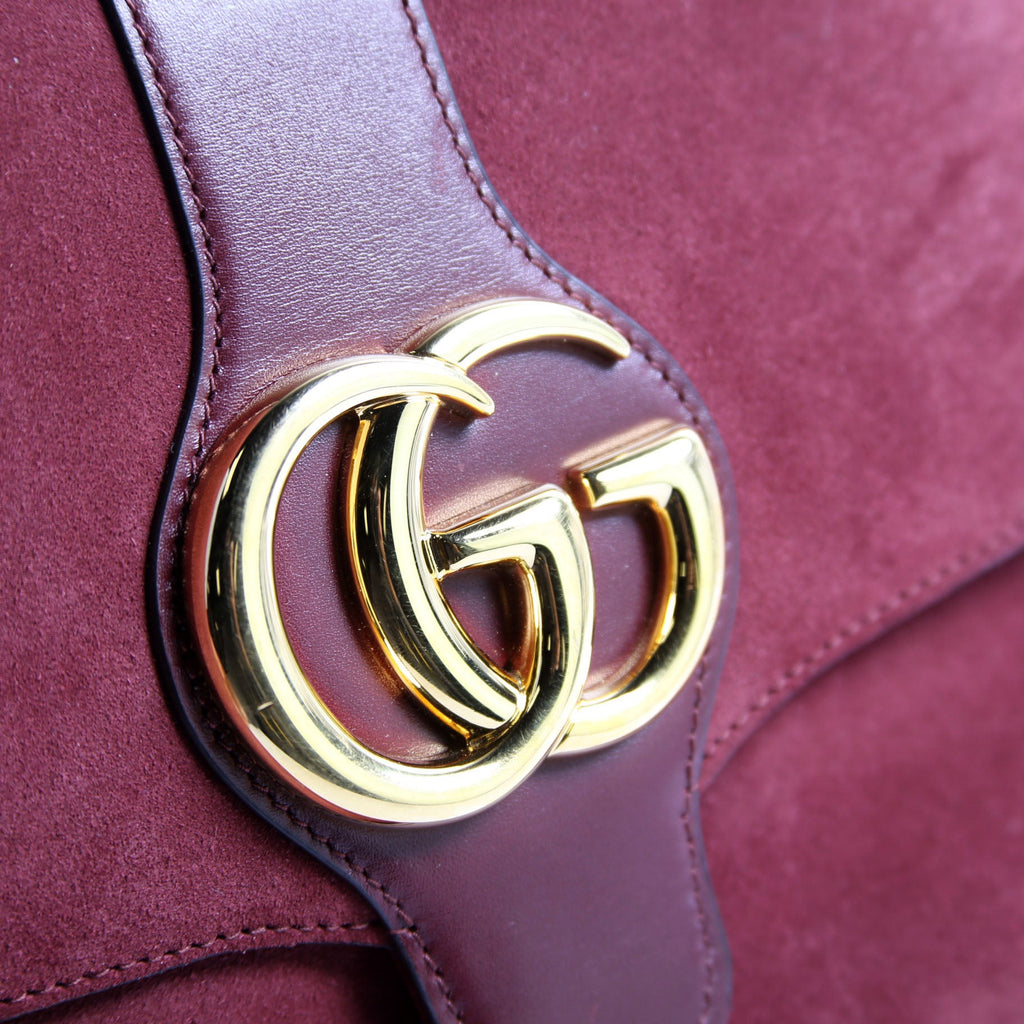 Gucci 550126 Arli Flap Medium Suede Burgundy