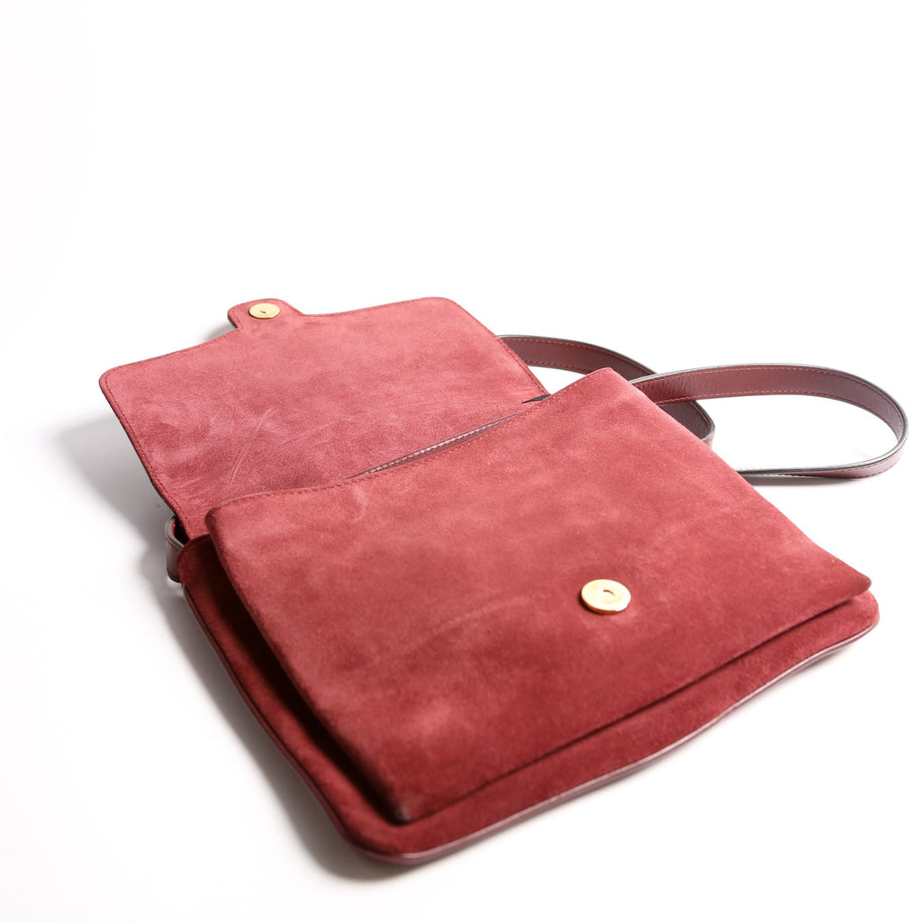 Gucci 550126 Arli Flap Medium Suede Burgundy