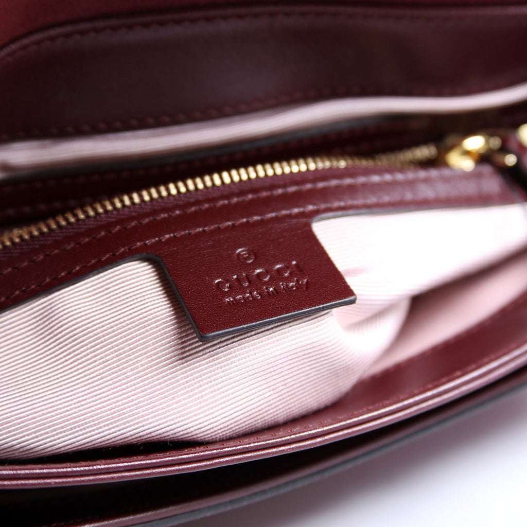 Gucci 550126 Arli Flap Medium Suede Burgundy