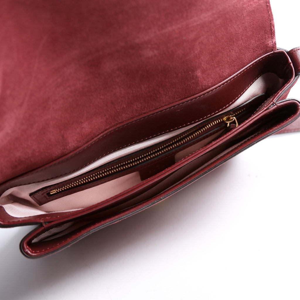 Gucci 550126 Arli Flap Medium Suede Burgundy