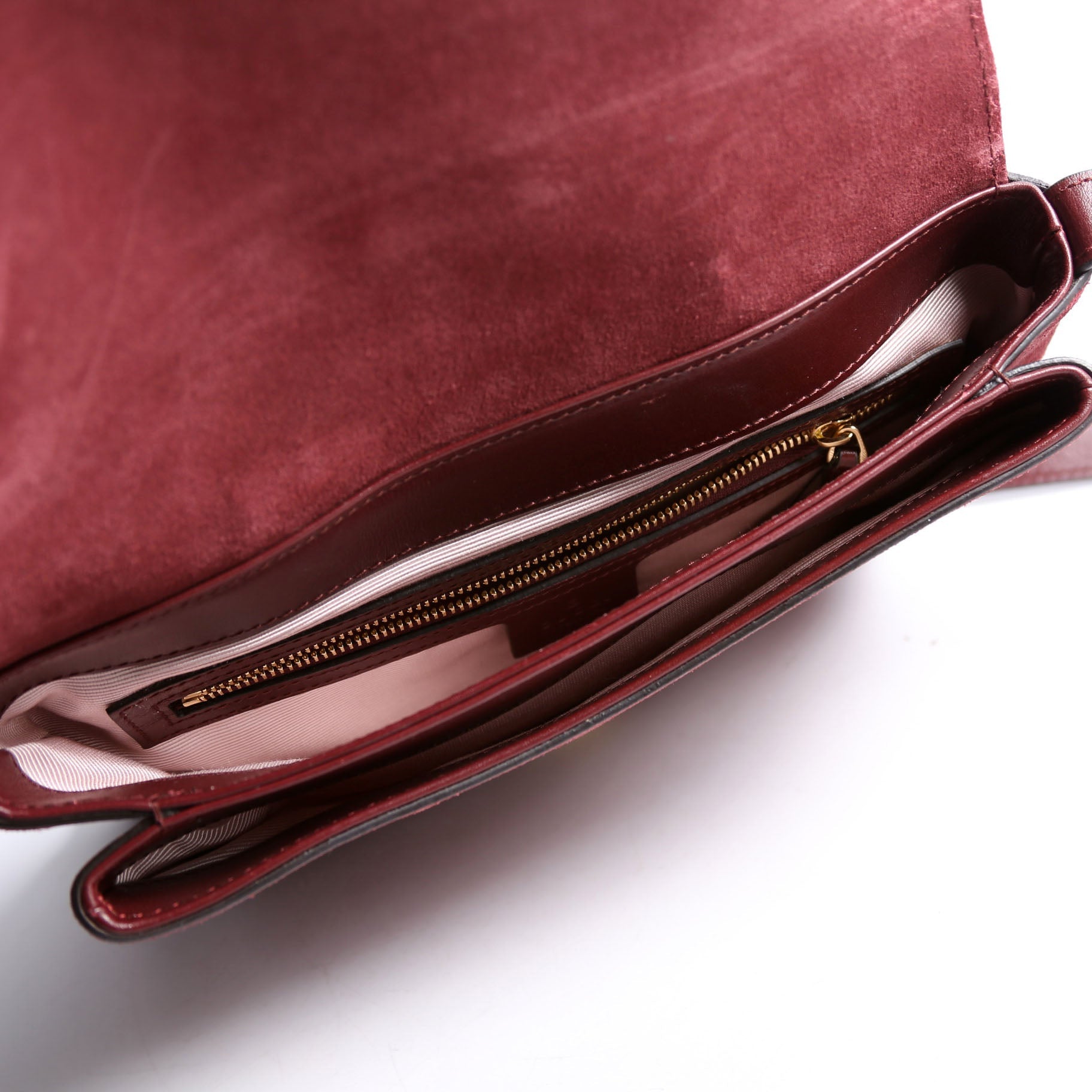 Gucci 550126 Arli Flap Medium Suede Burgundy
