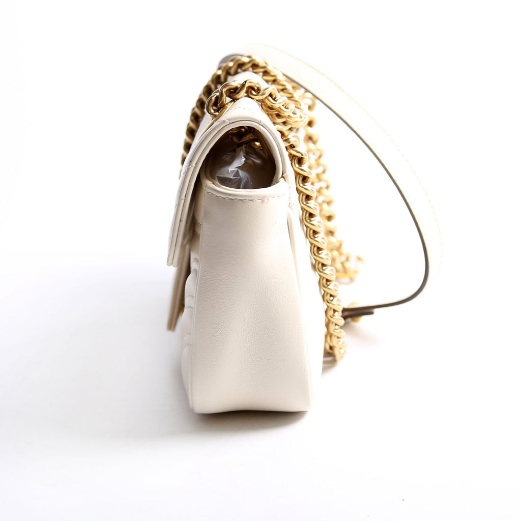 446744 Marmont Leather Shooulder Mini Flap White/Gold