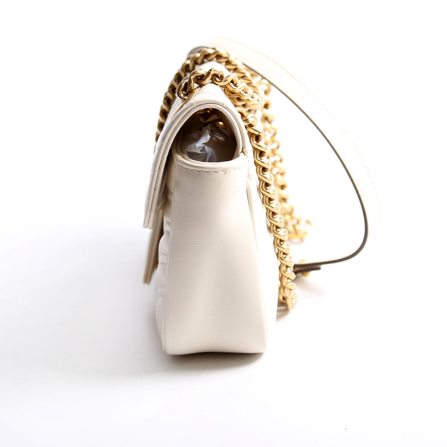 446744 Marmont Leather Shooulder Mini Flap White/Gold
