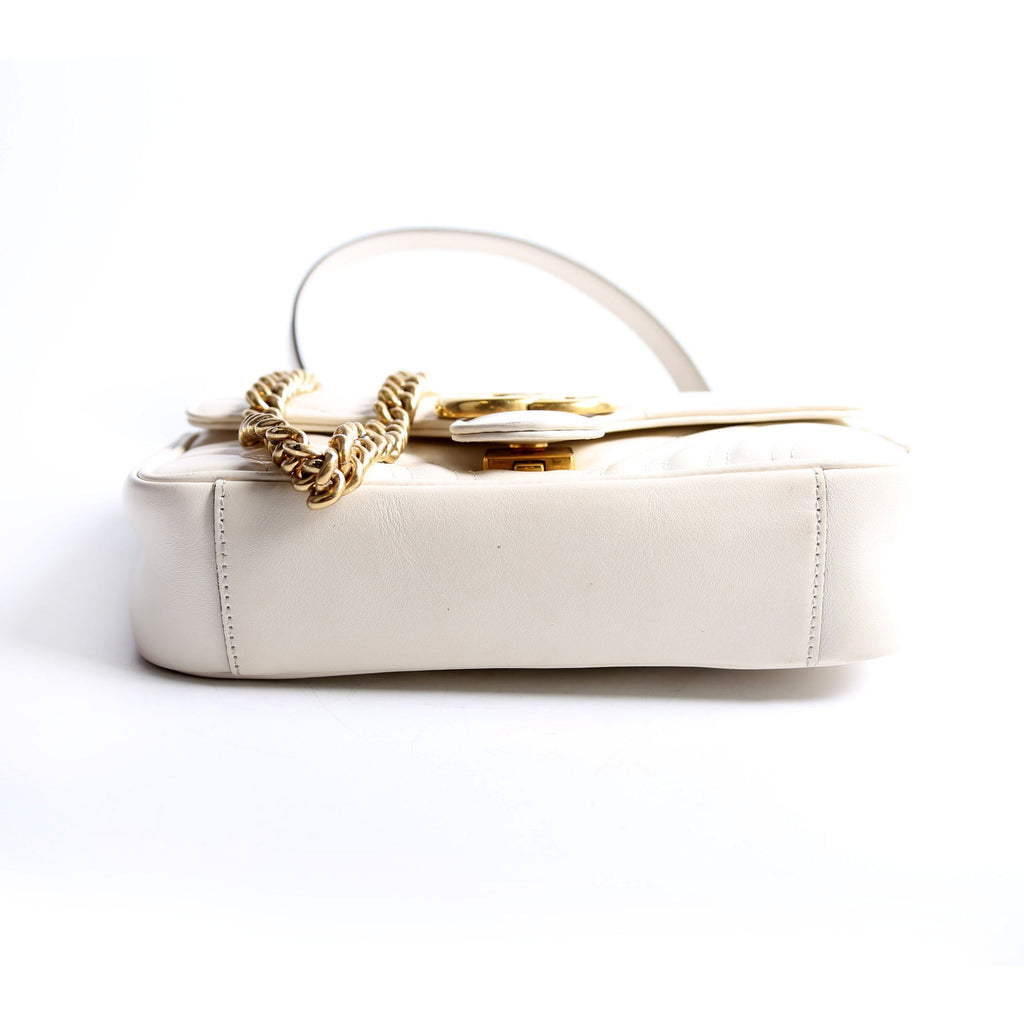 446744 Marmont Leather Shooulder Mini Flap White/Gold
