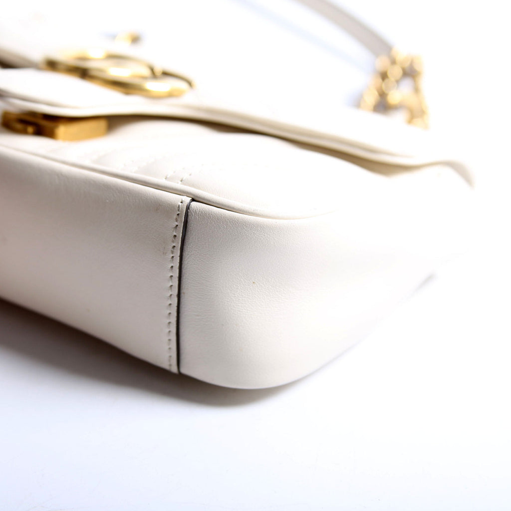 446744 Marmont Leather Shooulder Mini Flap White/Gold