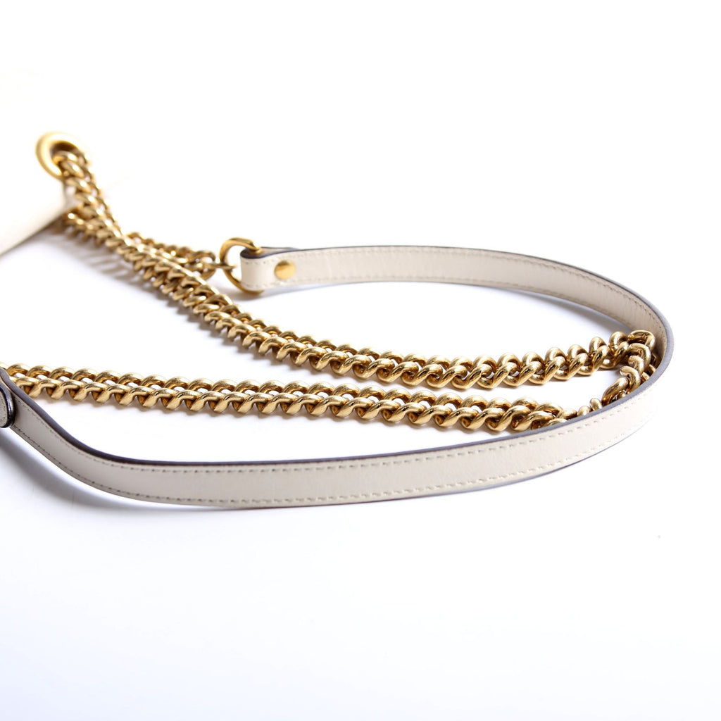 446744 Marmont Leather Shooulder Mini Flap White/Gold