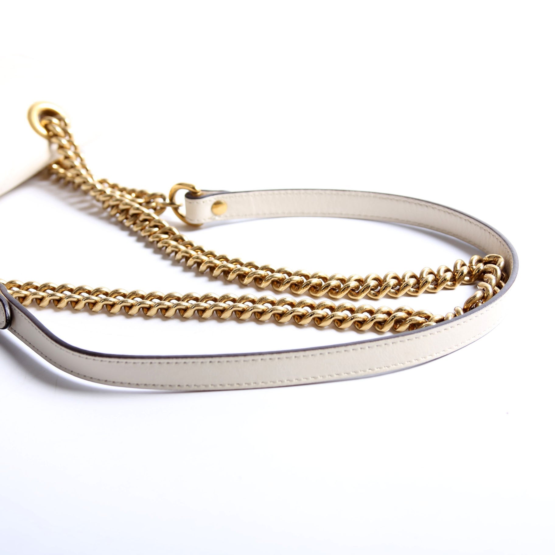446744 Marmont Leather Shooulder Mini Flap White/Gold