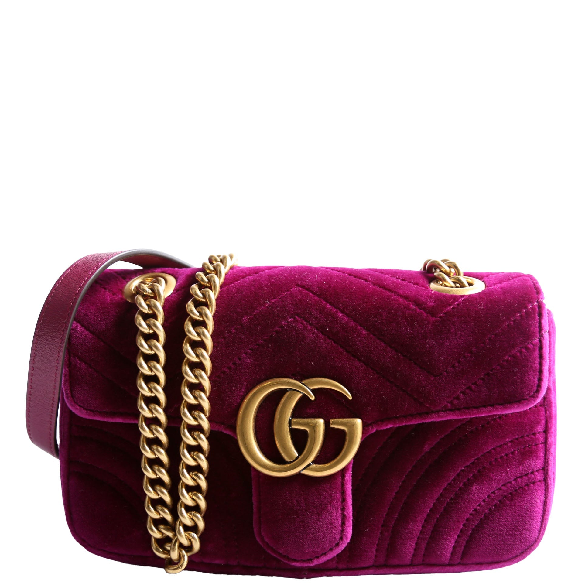 446744 Marmont Velvet Shoulder Mini Flap Purple