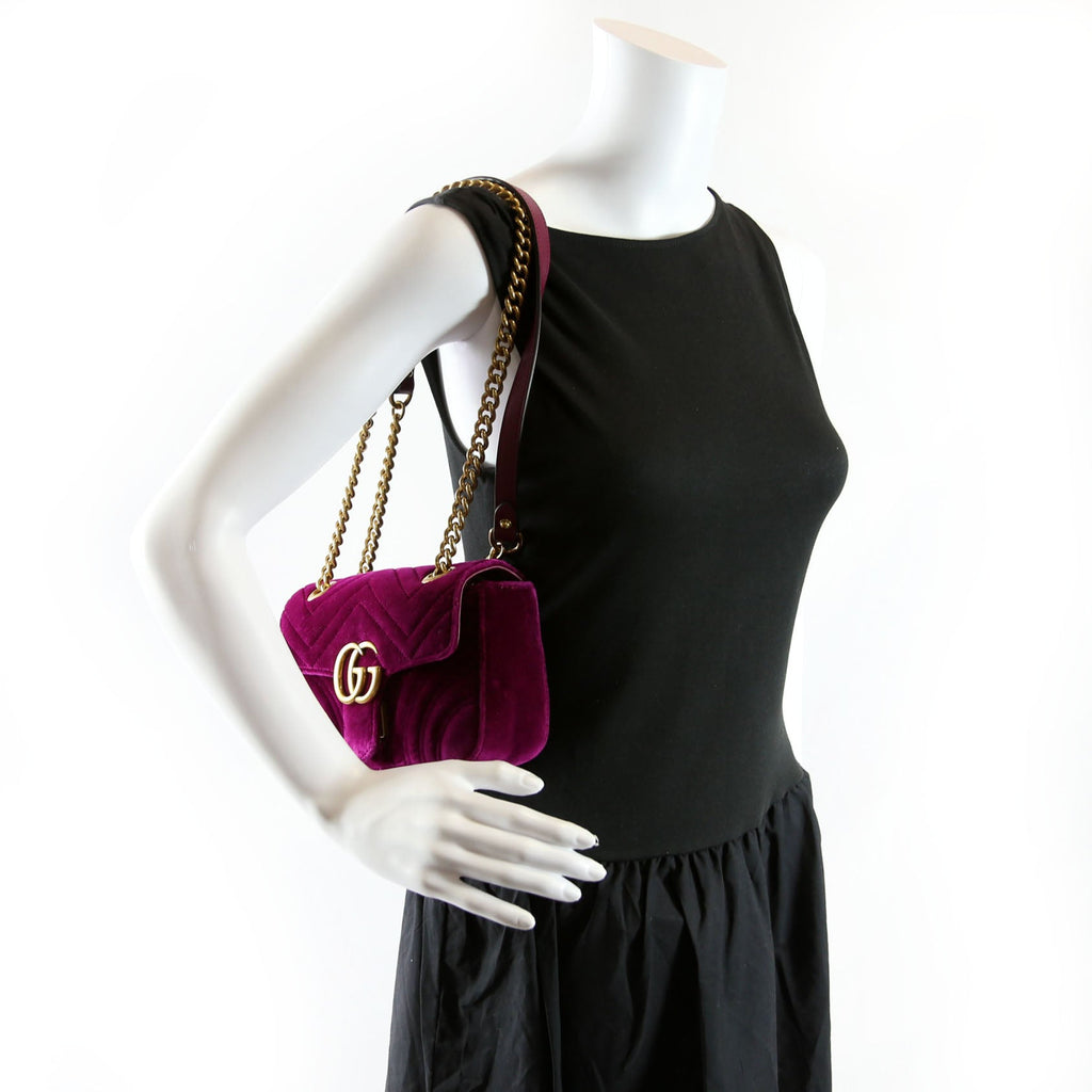 446744 Marmont Velvet Shoulder Mini Flap Purple