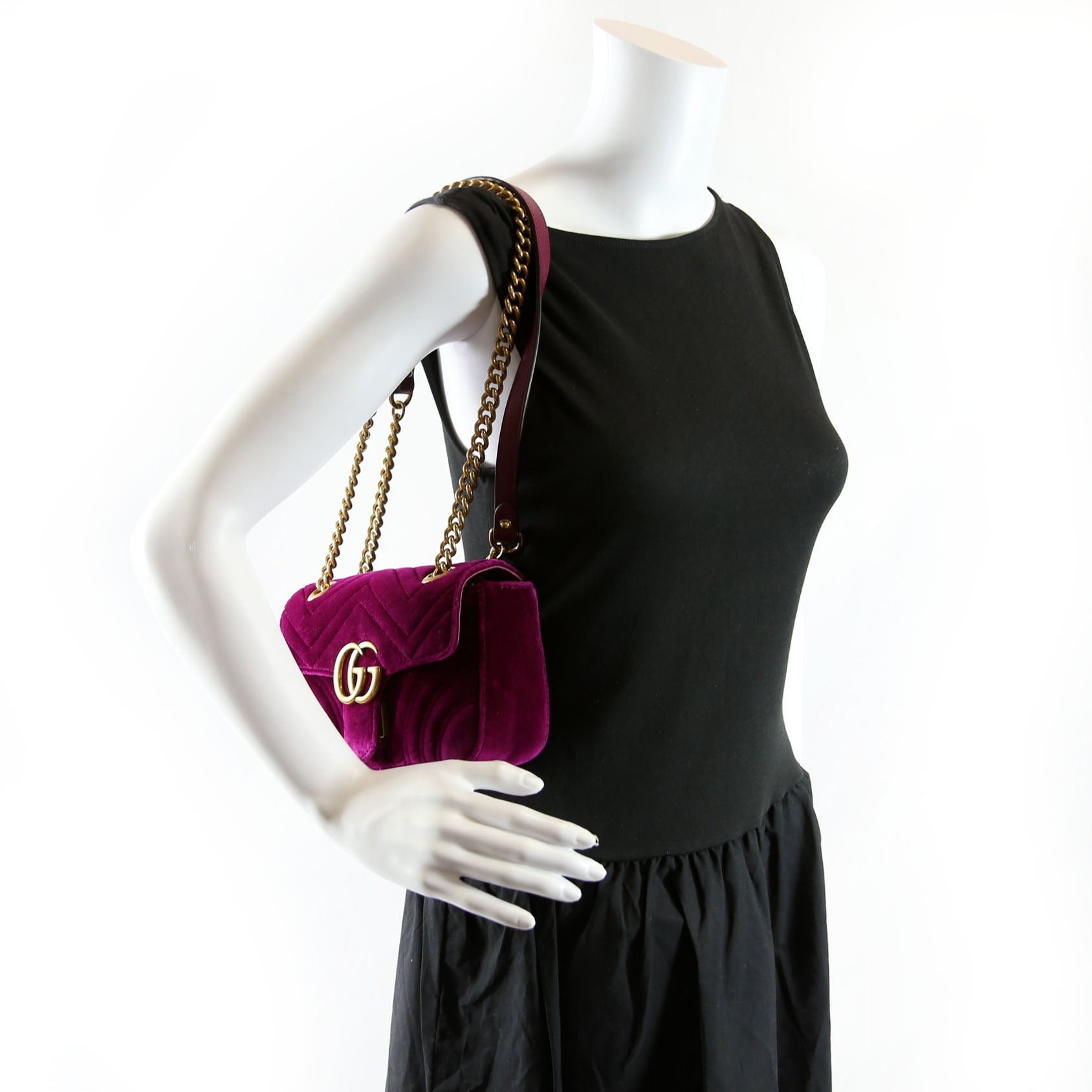446744 Marmont Velvet Shoulder Mini Flap Purple