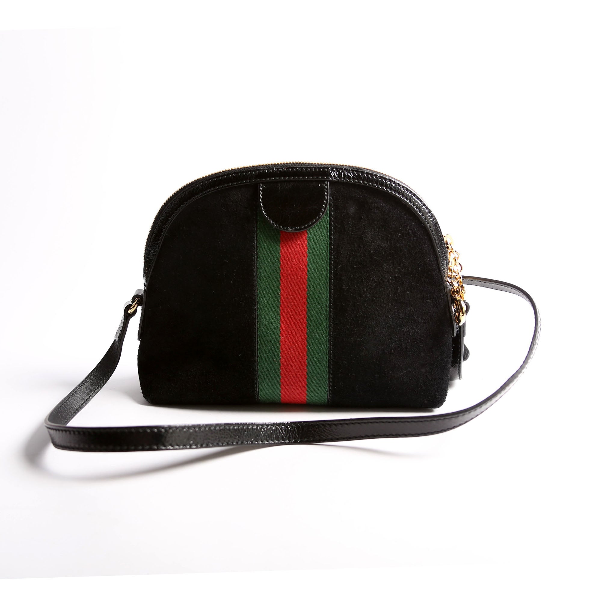 499621 Ophidia GG Suede Xbody Back/Red/Green