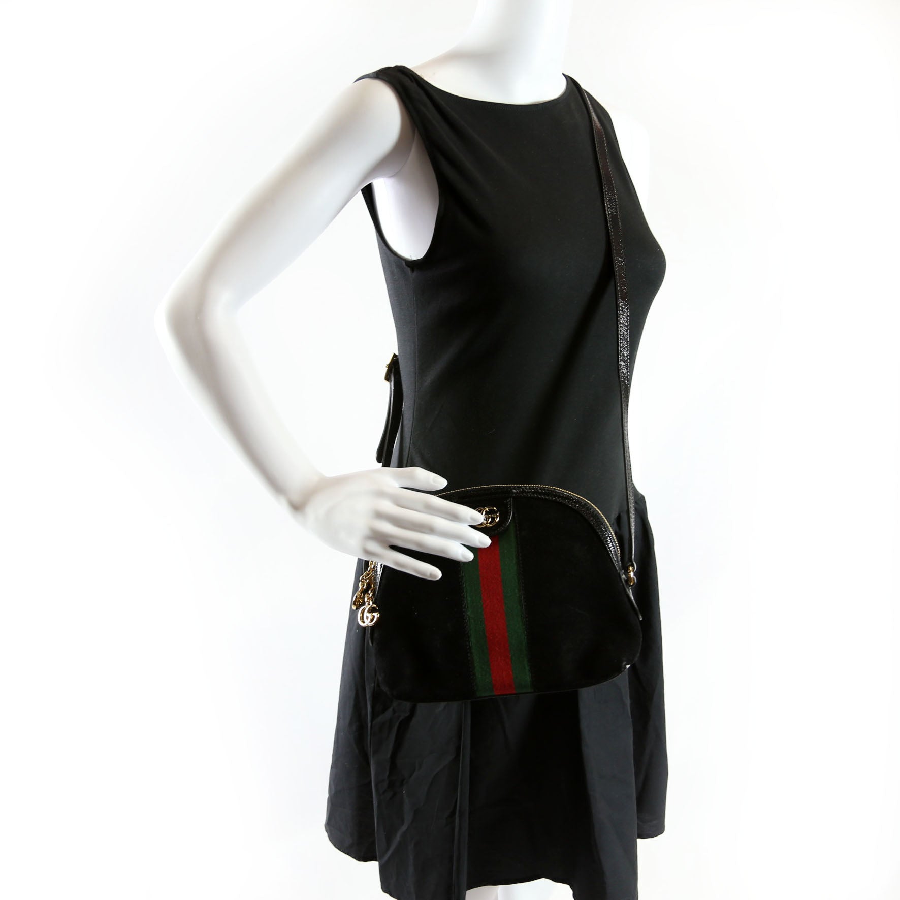 499621 Ophidia GG Suede Xbody Back/Red/Green