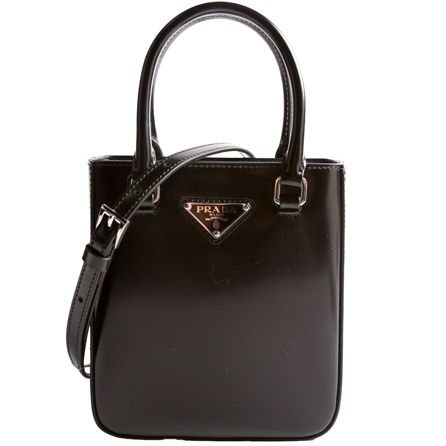 Prada 1BA331 Small Brushed Leather Tote