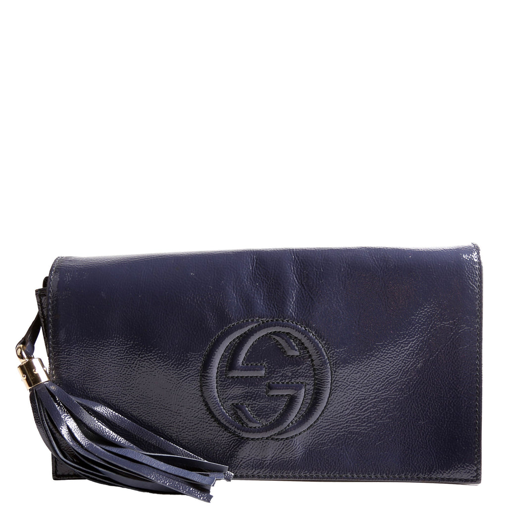 336753 Soho Patent Leather Clutch Blue