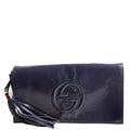 336753 Soho Patent Leather Clutch Blue