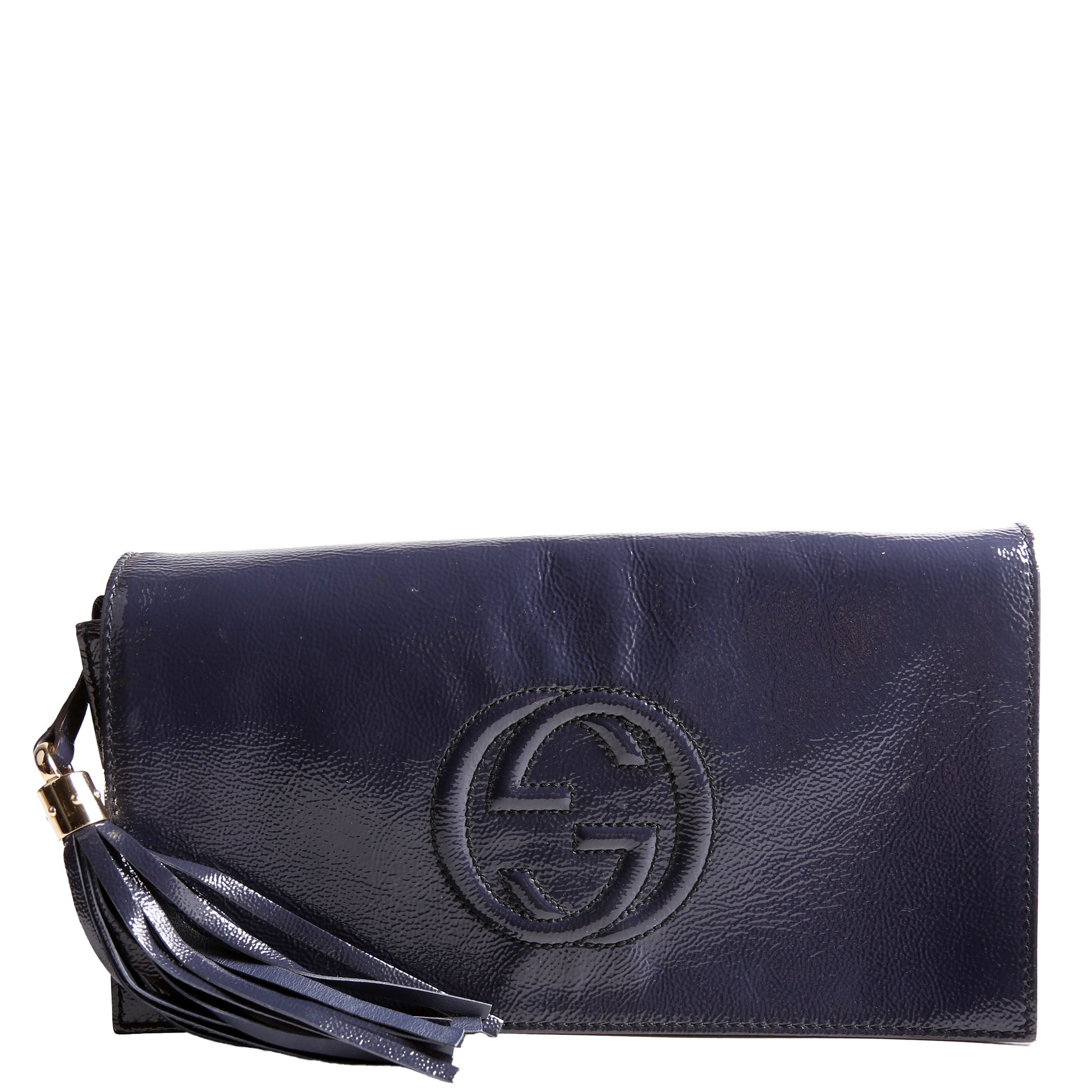 336753 Soho Patent Leather Clutch Blue