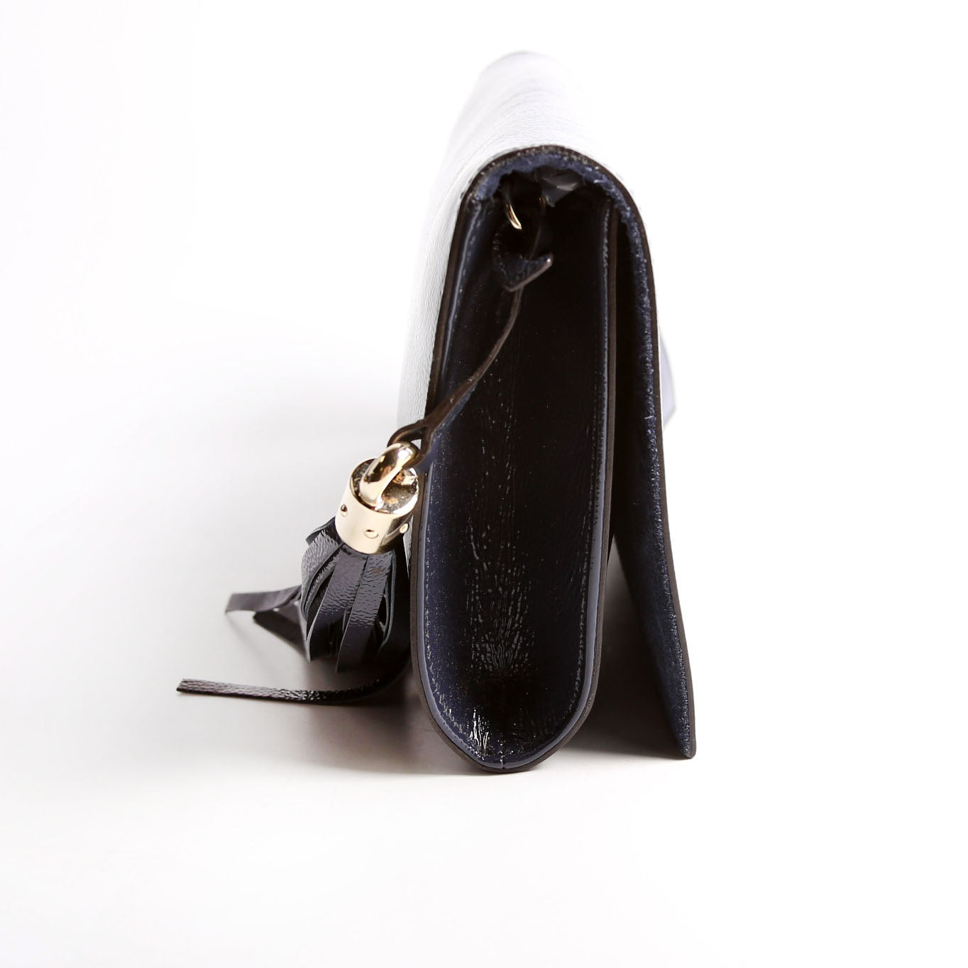 336753 Soho Patent Leather Clutch Blue