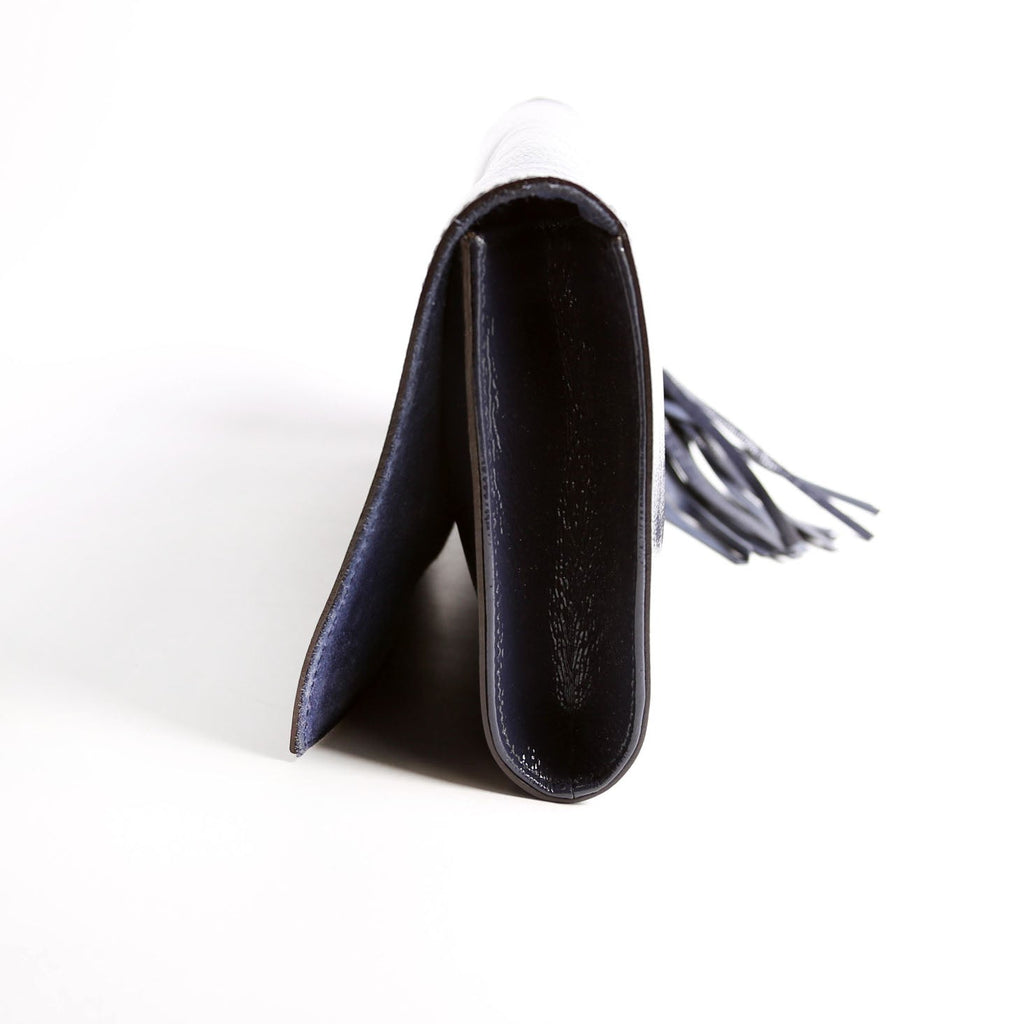 336753 Soho Patent Leather Clutch Blue